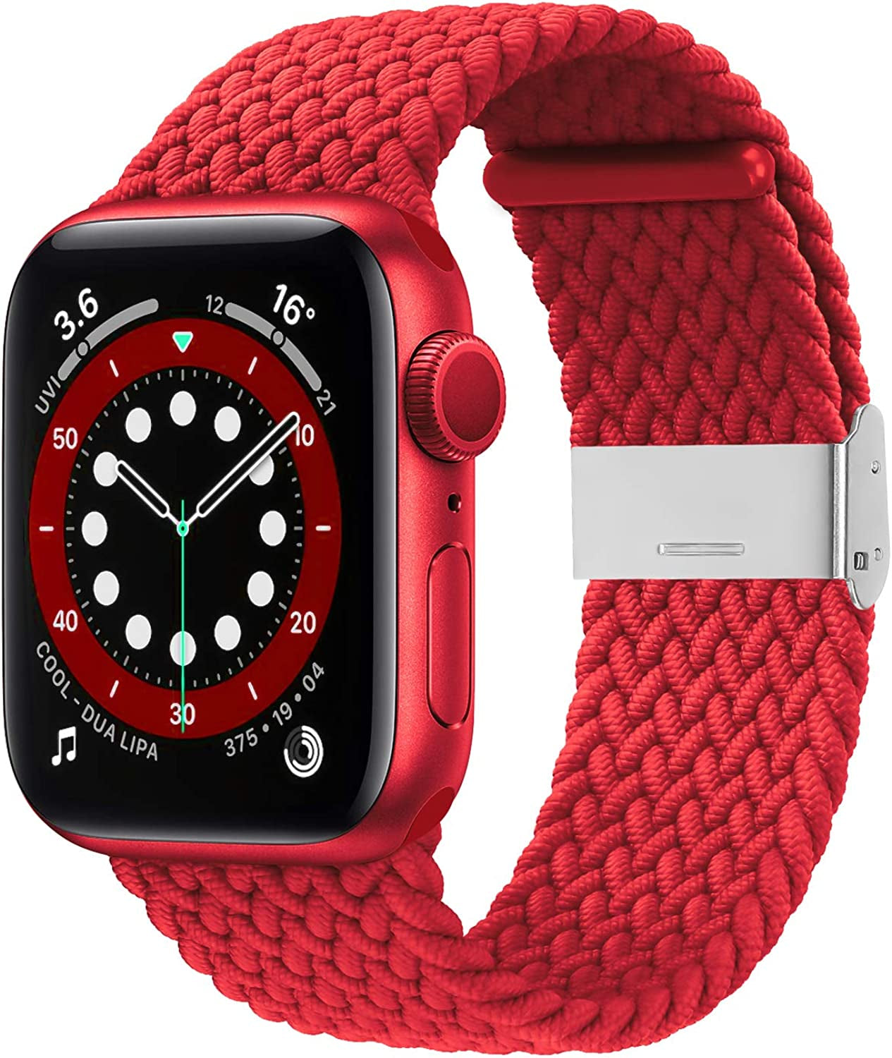 Bagoplus Compatible with Apple Watch Iwatch Bands 49Mm 38Mm 40Mm 41Mm 42Mm 44Mm 45Mm Women Men, Adjustable Braided Solo Loop Stretchable Elastics Sport for Iwatch Series 8/7/6/Se/5/4/3/2/1/Ultra  Bagoplus Red 42mm/44mm/45mm/49mm - 5.5"-8.5" 