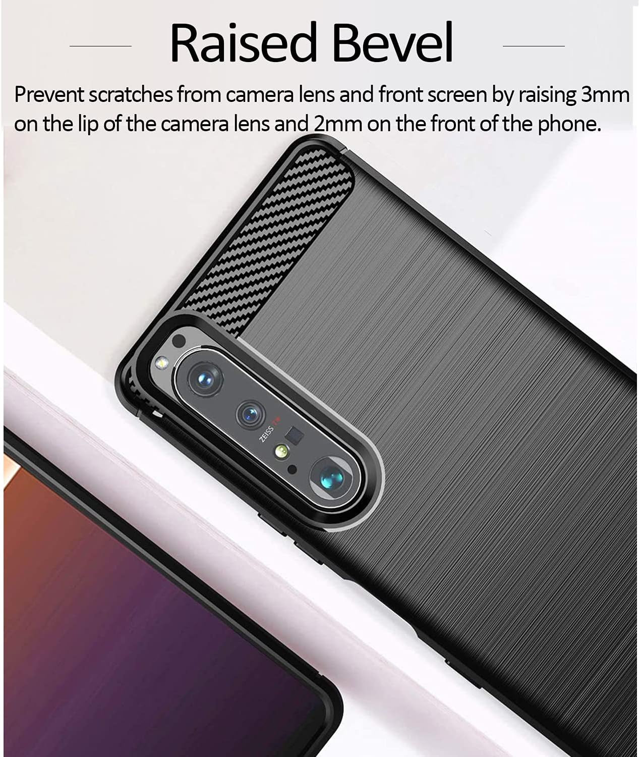 Coveron Slim Cover Designed for Sony Xperia 1 III Phone Case, Lightweight Flexible TPU Carbon Fiber - Black  CoverON   