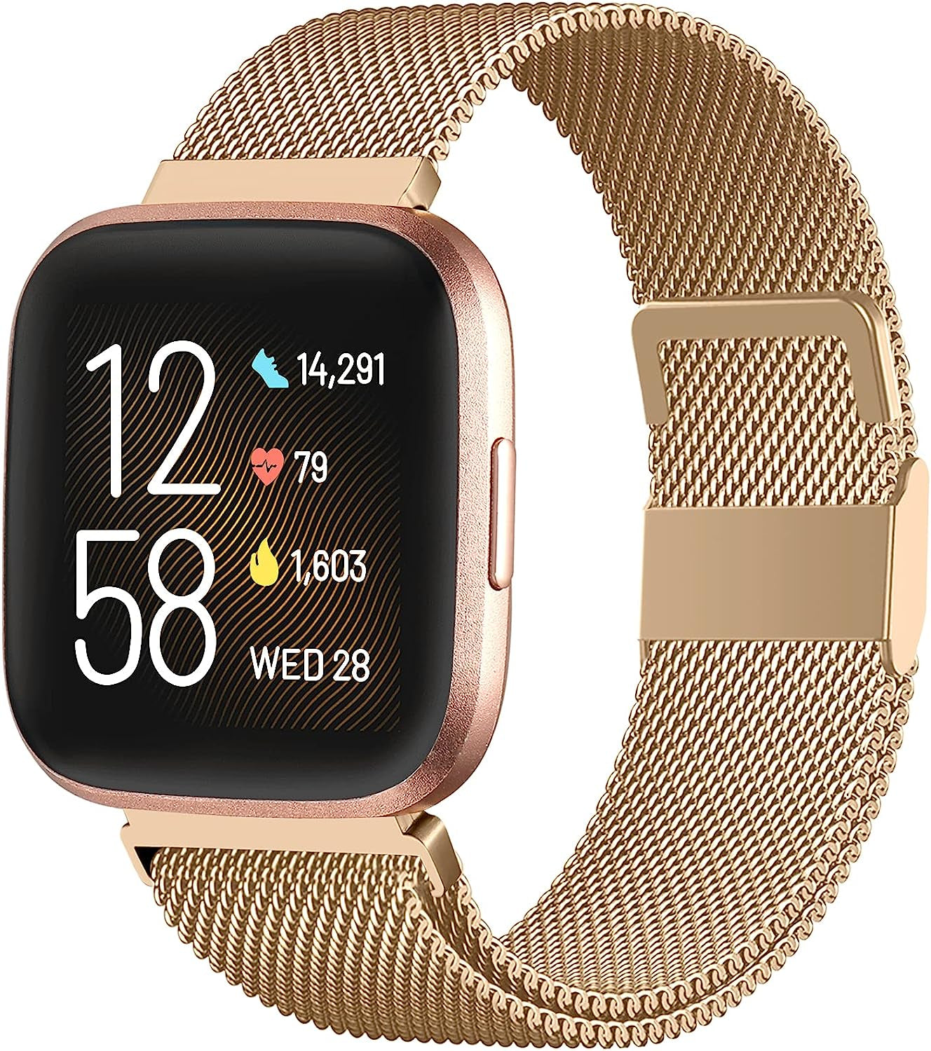 ZWGKKYGYH Compatible with Fitbit Versa 2 Bands for Women Men, Stainless Steel Metal Mesh Replacement Band Accessories Bracelet Strap with Magnet Lock for Fitbit Versa/Versa Lite SE…  ZWGKKYGYH Royal Gold L: 6.7" - 9.0" 
