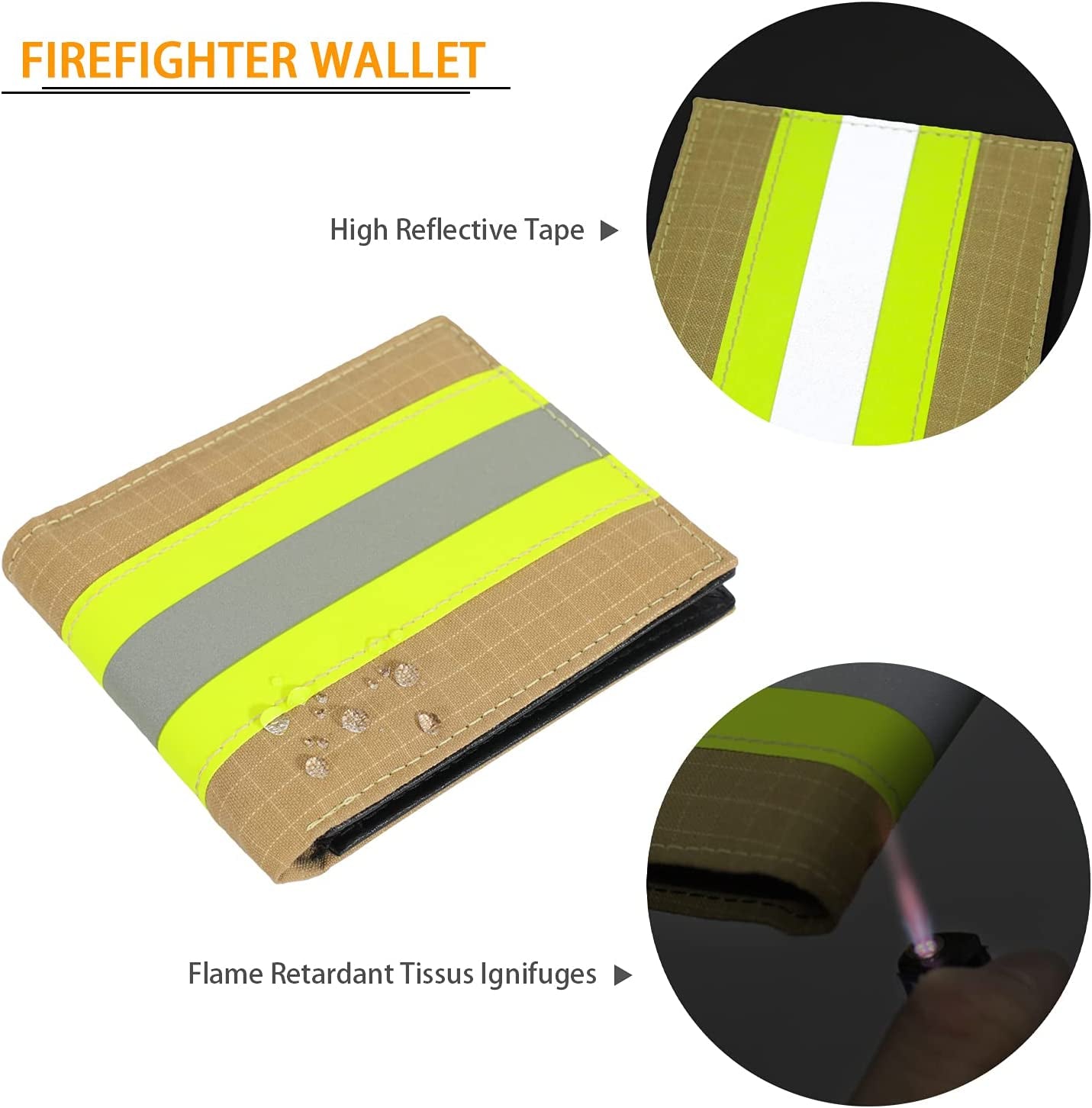 Slim Front Pocket Minimalist Smart Rfid Stitch Wallet for Men & Women, Mens Wallets Credit Card Holder Bifold Mighty Fabric, Inner Leather, Rfid Blocking Firefighter Gear Stripe, Chic Gift Box  ARCTOTTI   