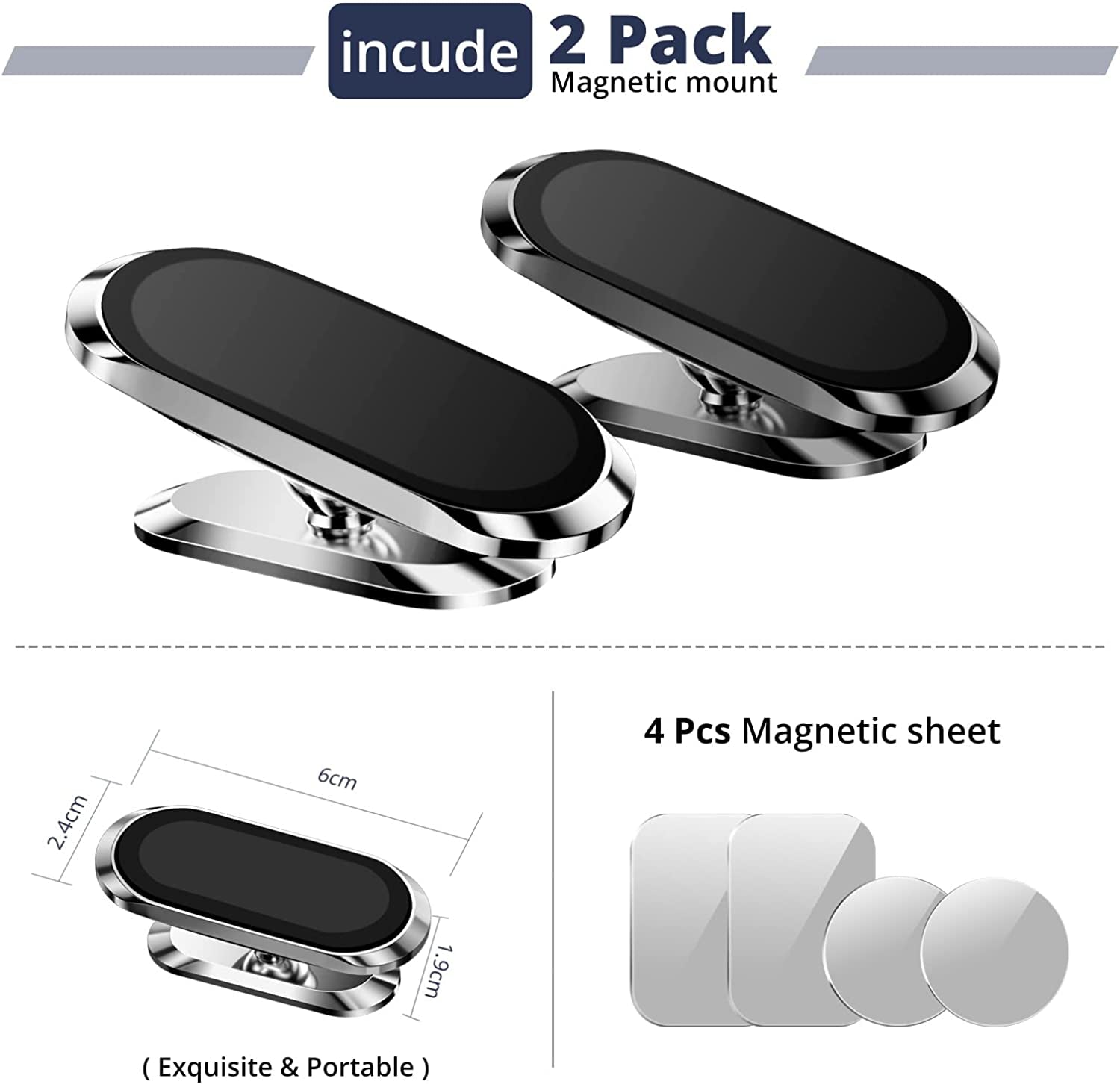 [2-Pack] Magnetic Phone Mount for Car, FONKEN Car Phone Holder Mount [Stronger 8X Magnets] 360°Rotation Universal Dashboard Phone Holder Magnetic Car Mount for Iphone 13/12 Pro, Samsung, LG All Phones  FONKEN   