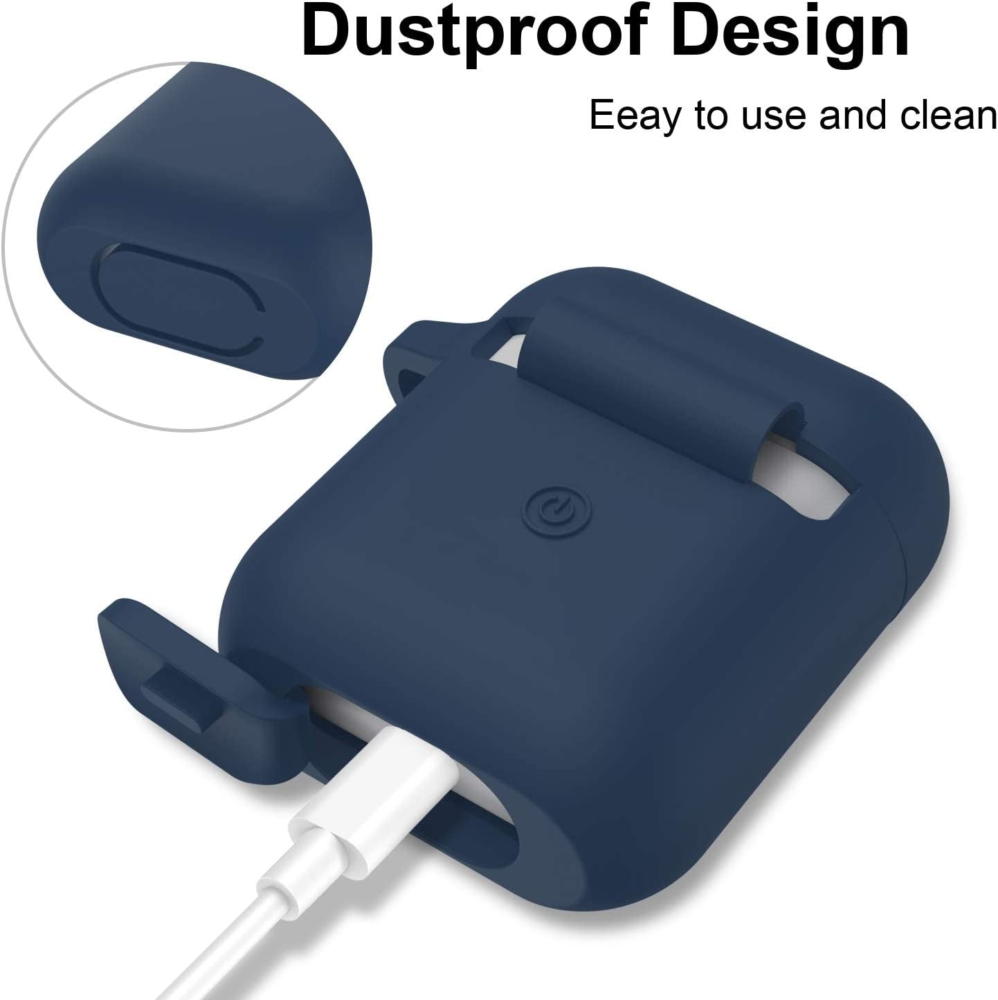 SATLITOG Airpods Case Cover with Secure Lock Keychain, Protective Silicone Cover Compatible with Apple Airpods 2Nd & 1St Charging Case - Dark Blue  SATLITOG   