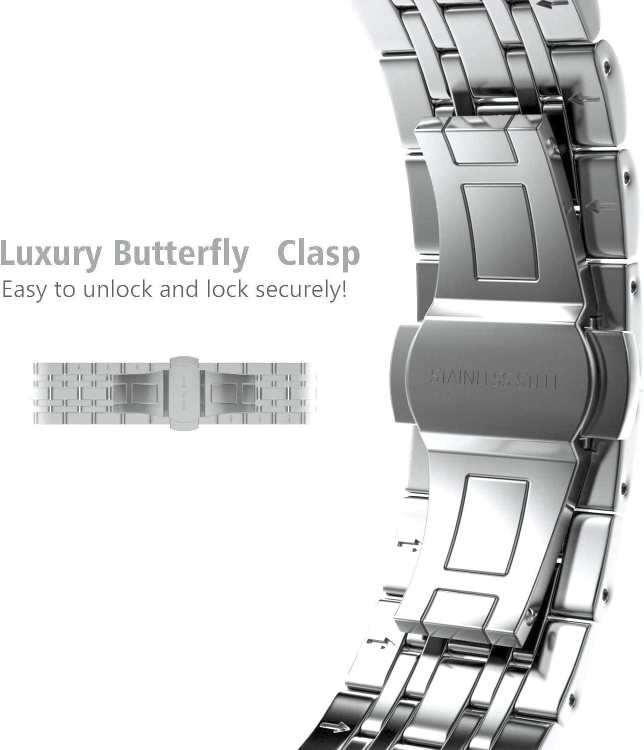 Amzaokay Band Compatible for Apple Watch Series Ultra SE Series 8 7 6 5 4 40Mm 41Mm 44Mm 45Mm 49Mm/ Series 3 2 1 38Mm 42Mm for Women Men,Stainless Steel Band for Iwatch Replacement Strap  AmzAokay   