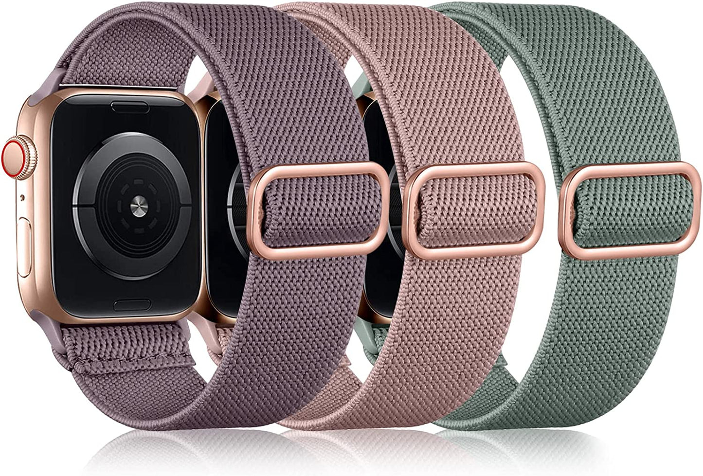 Daqin 3 Pack Stretchy Nylon Solo Loop Band Compatible with Apple Watch Band 41Mm 45Mm 38Mm 40Mm 42Mm 44Mm 49Mm, Adjustable Elastic Braided Straps for Apple Watch Ultra Iwatch Series 8/7/6/5/4/3/2/1/SE  Ylire-US Smoky Purple/Deep Pink/Cactus 42mm/44mm/45mm/49mm 