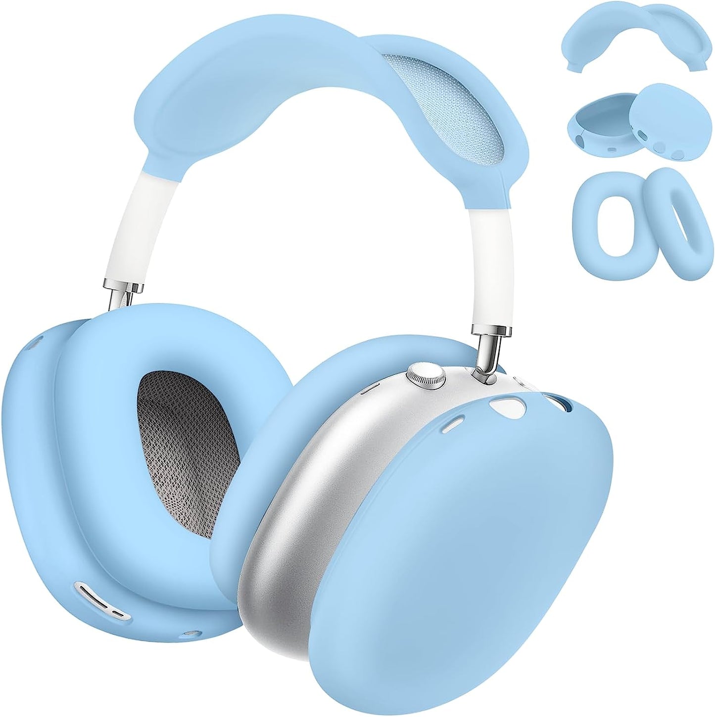 Vsagier Silicone Case for Airpods Max Headphones, Scratch-Resistant Earcup Caps and Headband Cover for Airpods Max, Airpods Max Accessory Skin Case,(Light Pink)  Vsagier E-Sky Blue plus  