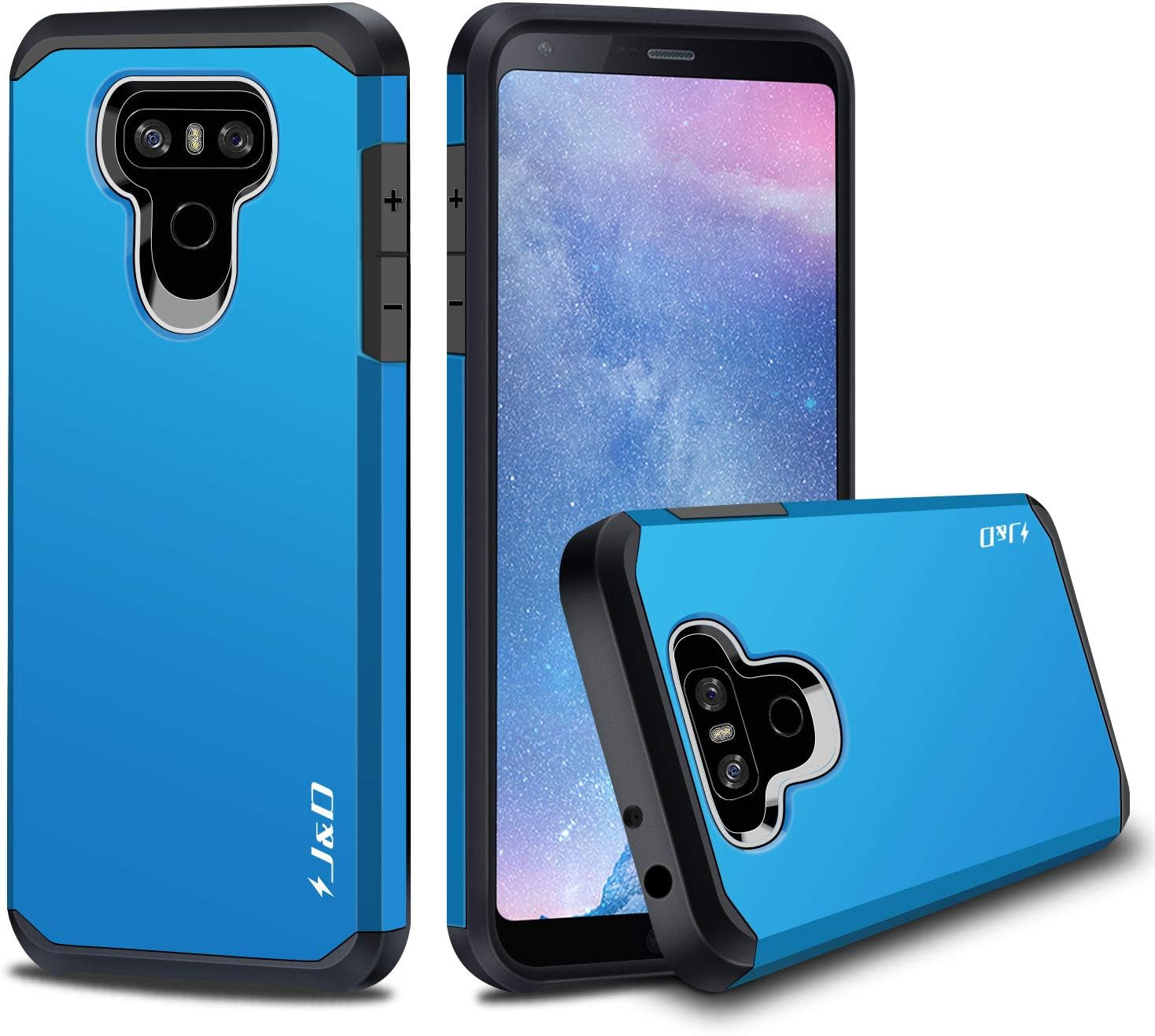 J&D Case Compatible for LG G6 / LG G6 plus Case, Heavy Duty Dual Layer Hybrid Shock Proof Protective Rugged Bumper Case for LG G6 Plus, LG G6 Case, Red  J&D Tech Blue  