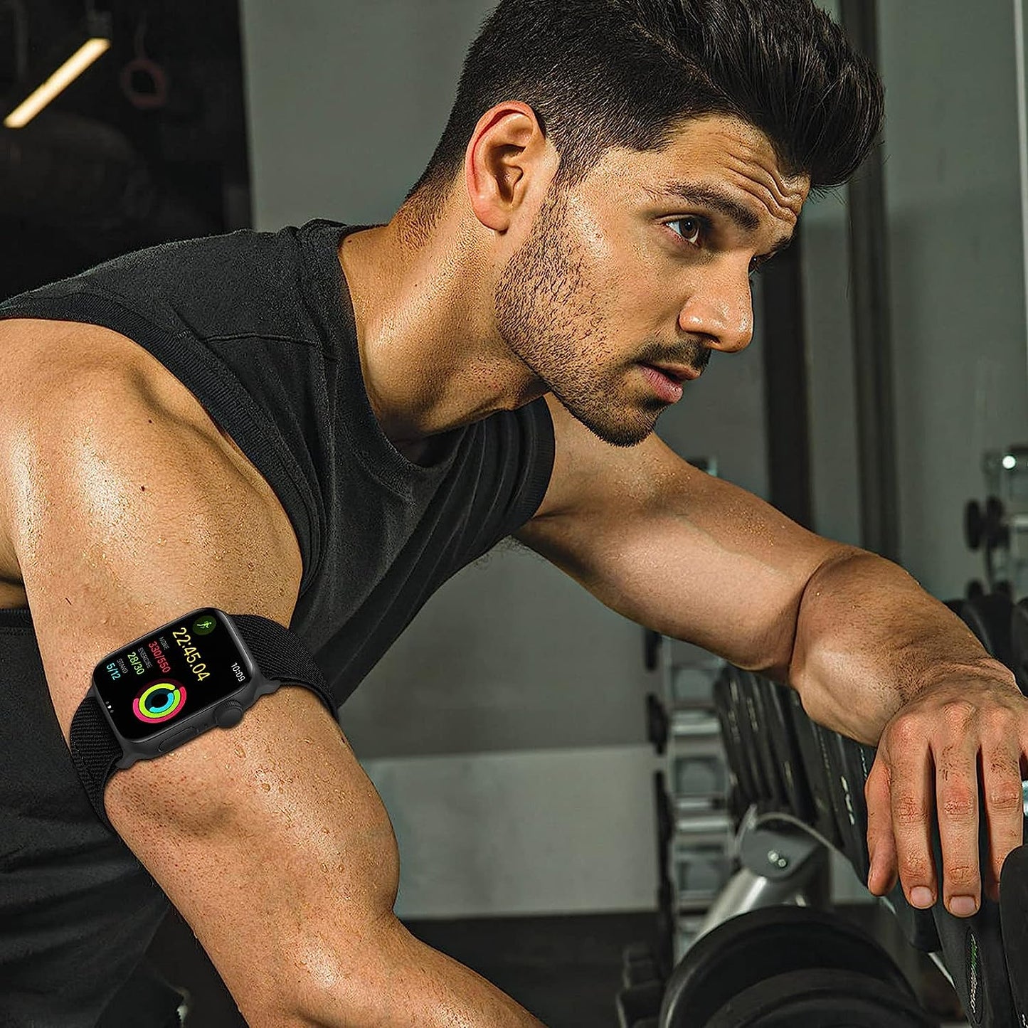 Elastic Ankle/Arm Band Compatible with Apple Watch 49Mm 45Mm 44Mm 42Mm 41Mm 40Mm 38Mm, Breathable Nylon Armband for Iwatch Ultra SE Series 8 7 6 5 4 3 2 1, Sport Loop Ankle Strap for Women Men  Keepamor   