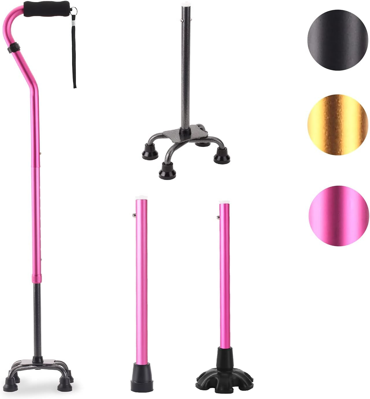 LIXIANG Walking Cane 3 In1 - Adjustable Lightweight Walking Sticks from 29-37 Inches,Balancing Mobility Aid for Men and Women  LIXIANG Pink  