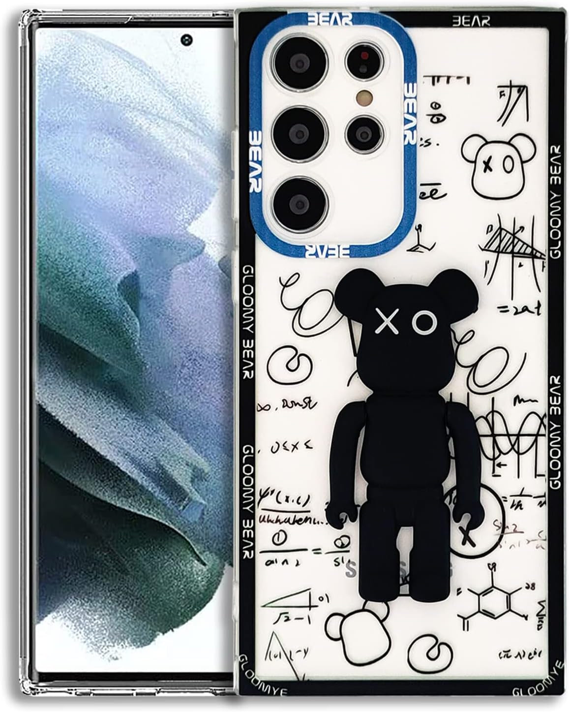 DOWINTIGER Samsung Galaxy A53 5G Case - Cool Designer 3D Bear with Kickstand Design for Boys Men, Street Fashion Soft Flexible Slim TPU Camera Lens Protective Clear Cover for Galaxy A53 - Black Bear  DOWINTIGER Black Bear Kickstand Samsung Galaxy S22 Ultra 