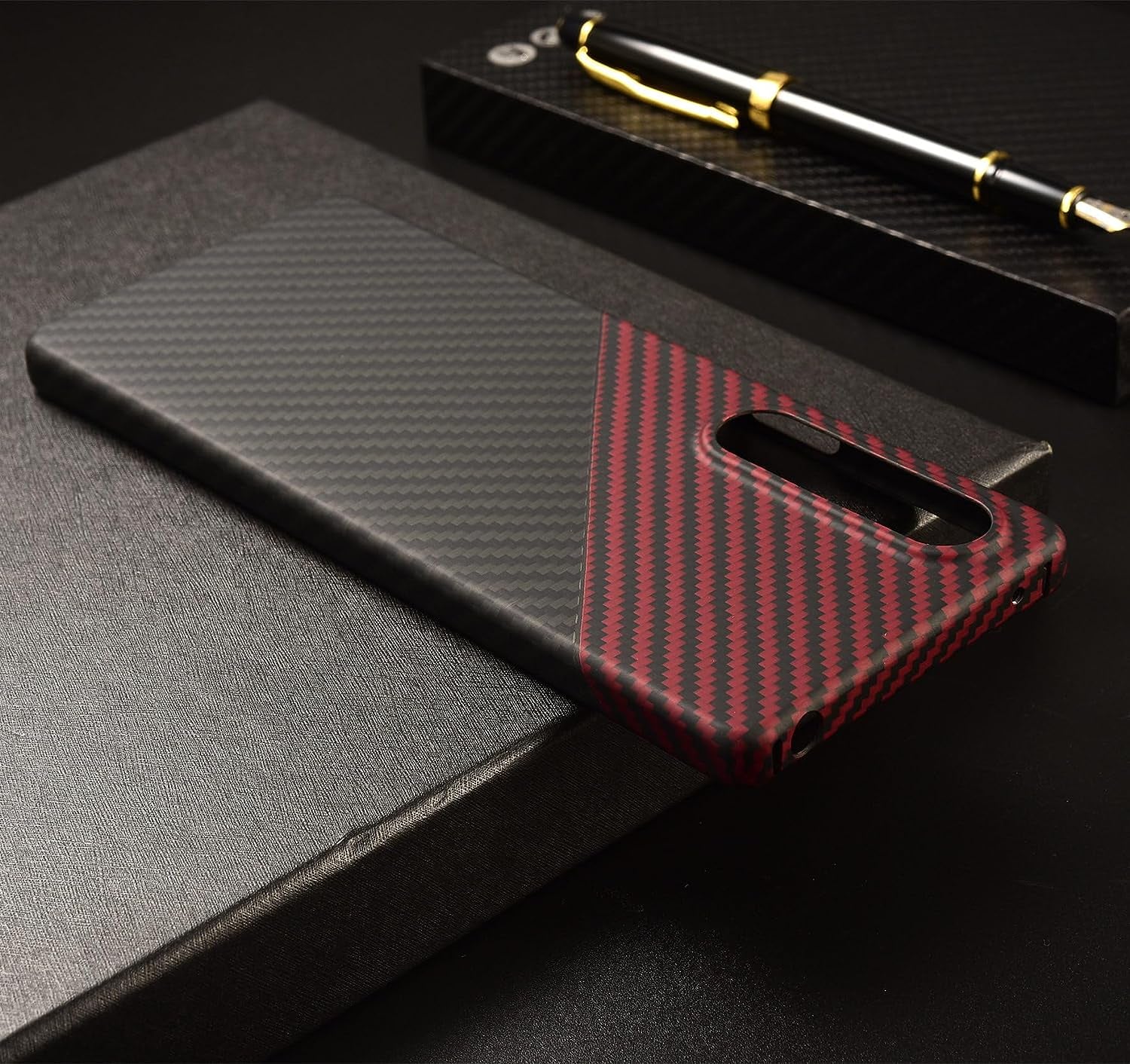 GIMENOHIG Ultra Thin and Lightweight Aramid Carbon Fiber Case for Sony Xperia 1 V (Red Black)  GIMENOHIG   
