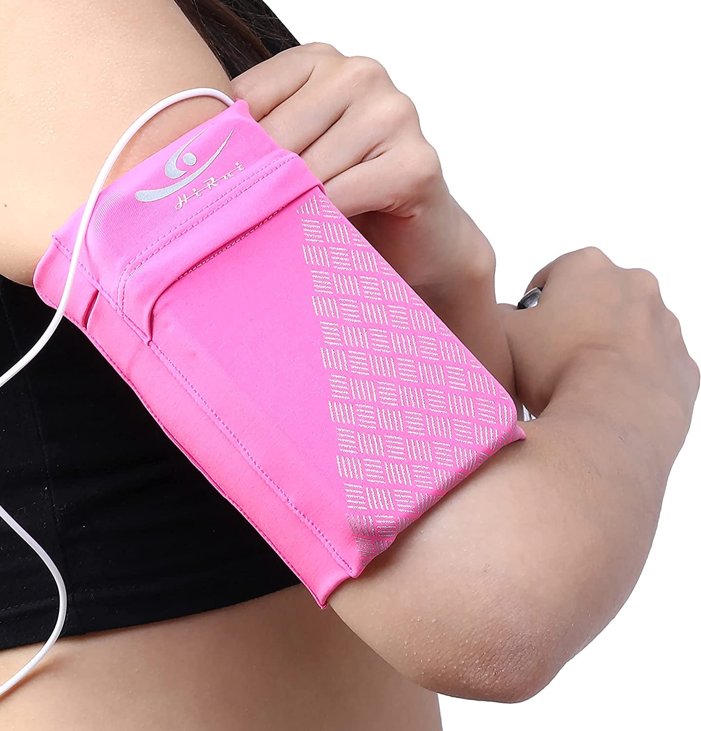Hirui Universal Sports Armband Cell Phone Armband Sleeves Running Armband for Exercise Workout, Compatible with Iphone 14/14Plus/Pro Iphone 13/12/11 Samsung Galaxy All Phones (Medium, Pink)  HiRui Tech   