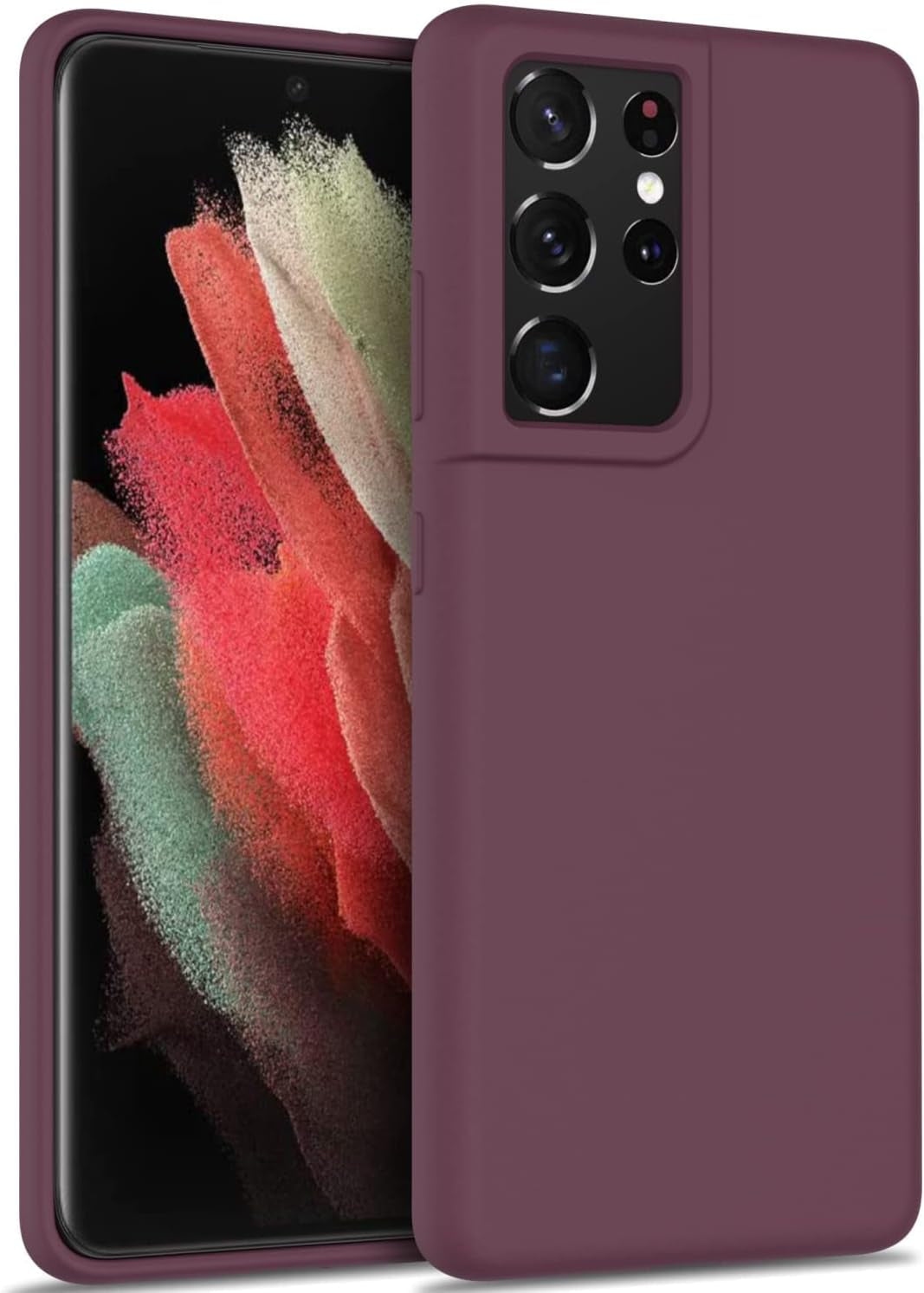 DEENAKIN for Samsung Galaxy S21 Ultra Case Silicone,Silky Smooth Flexible Gel Rubber Bumper Cover with Soft Microfiber Lining Slim Fit Protective Phone Case for Samsung Galaxy S21 Ultra Bright Yellow  DEENAKIN Wine Red Samsung Galaxy S21 Ultra 