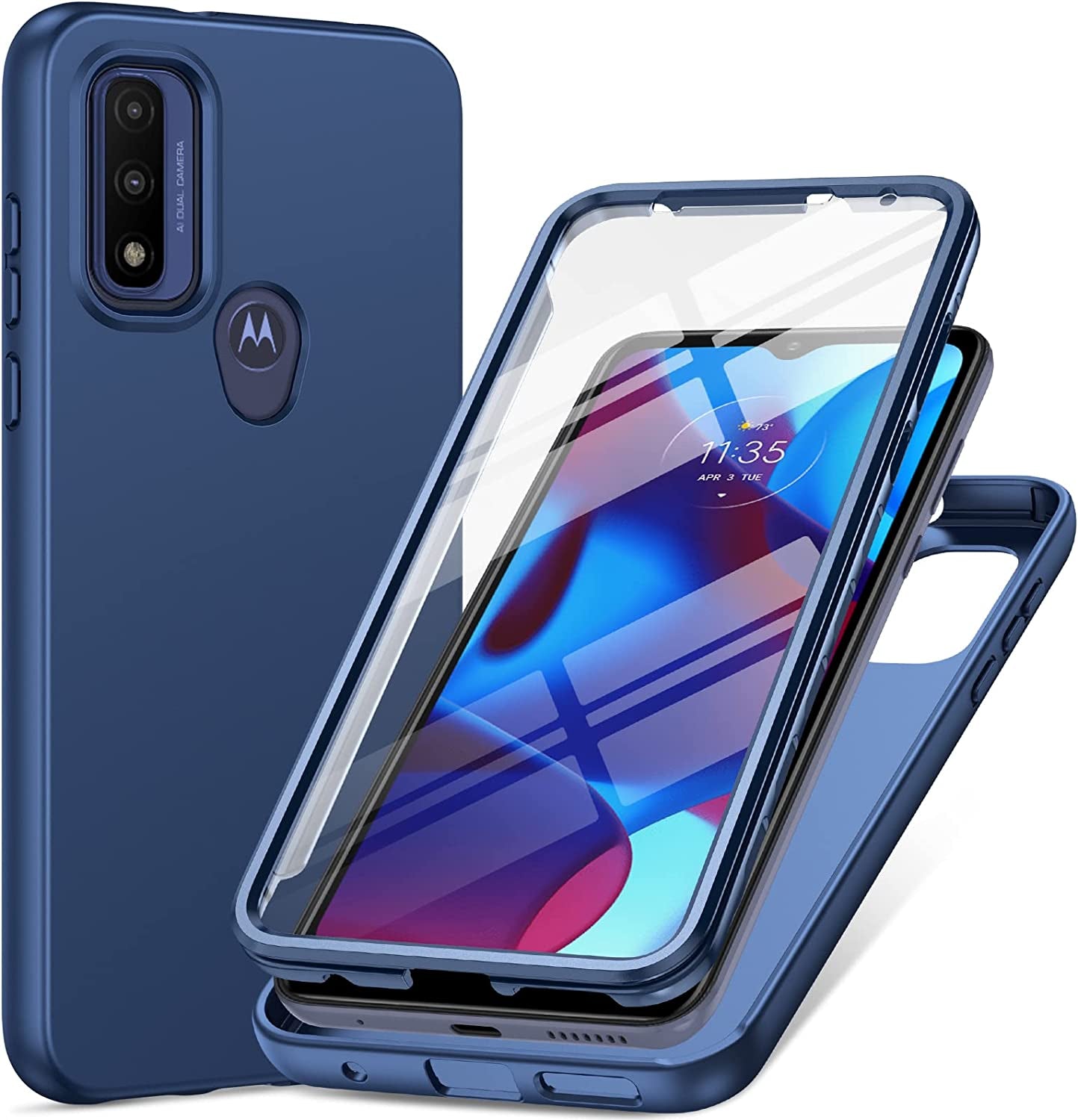PUJUE for Motorola Moto-G Pure Phone Case: G Play 2023 | G Power 2022 Silicone Matte Case 360 Full Protection - Rugged Bumper Durable Shockproof Drop Protective TPU Cell Phone Cover Woman Men (Black)  PUJUE Navy Blue  