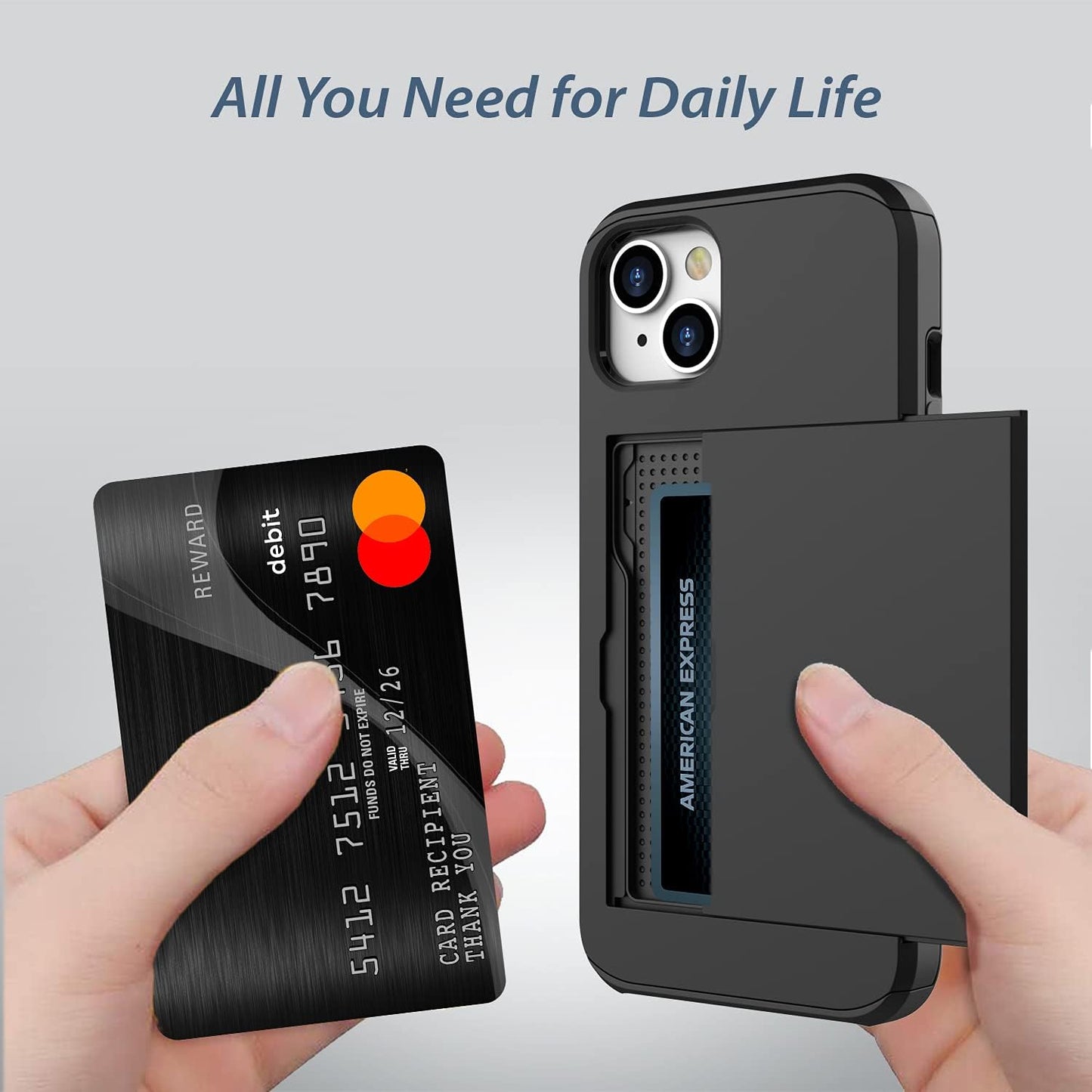 ZUSLAB Wallet Case Compatible with Apple Iphone 13 2021 Phone Case with Card Holder Shockproof anti Scratch Cover with Tempered Glass Screen Protectors[X2Pack] Black  ZUSLAB   