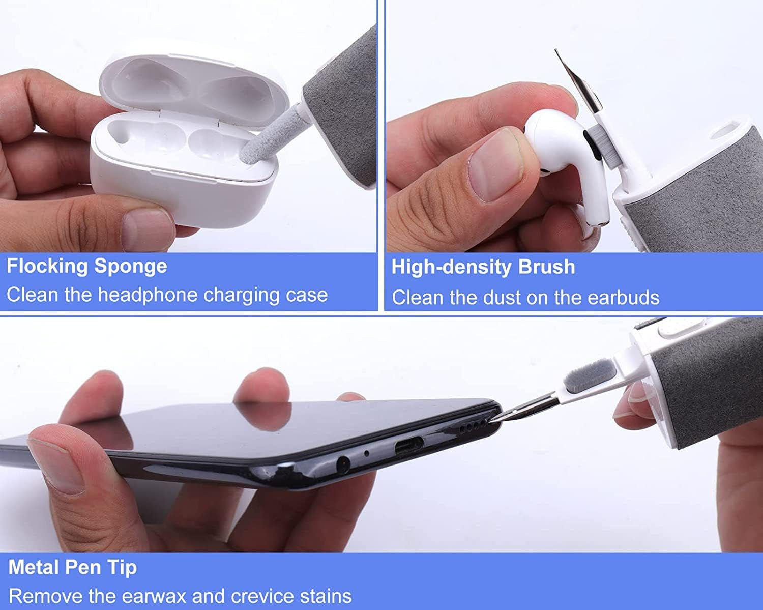 Acuvar 5 in 1 Cleaning Kit for Smartphone, Earbuds, Tablets, Laptops & Cameras Screen Cleaner Tool Kit with Cleaning Pen, Spray, Soft Brush, Sponge and Metal Tip for Charging Port, Speaker, Headphones  Acuvar   
