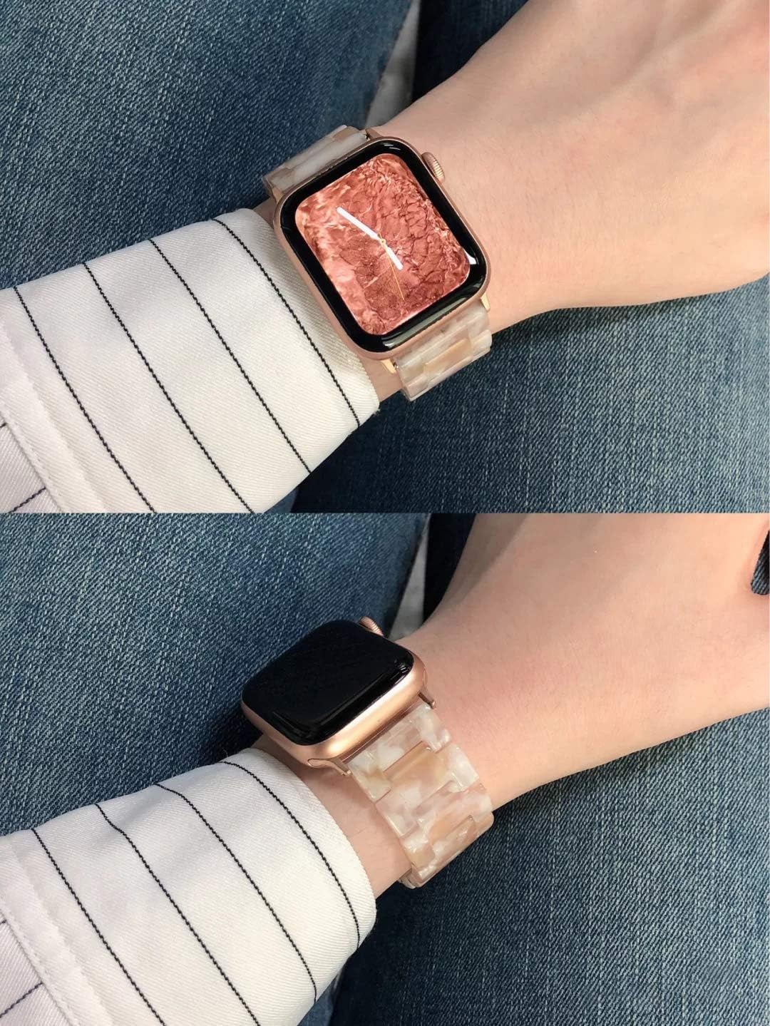 LINKWOW Compatible with Apple Watch Band 45Mm 42Mm 44Mm 49Mm 38Mm 40Mm 41Mm, Dressy Cute Resin Strap Bracelet Iphone Watch Band for Series Ultra/8/7/6/5/4/3/2/1/Se/Se2 Women Men  LINKWOW   