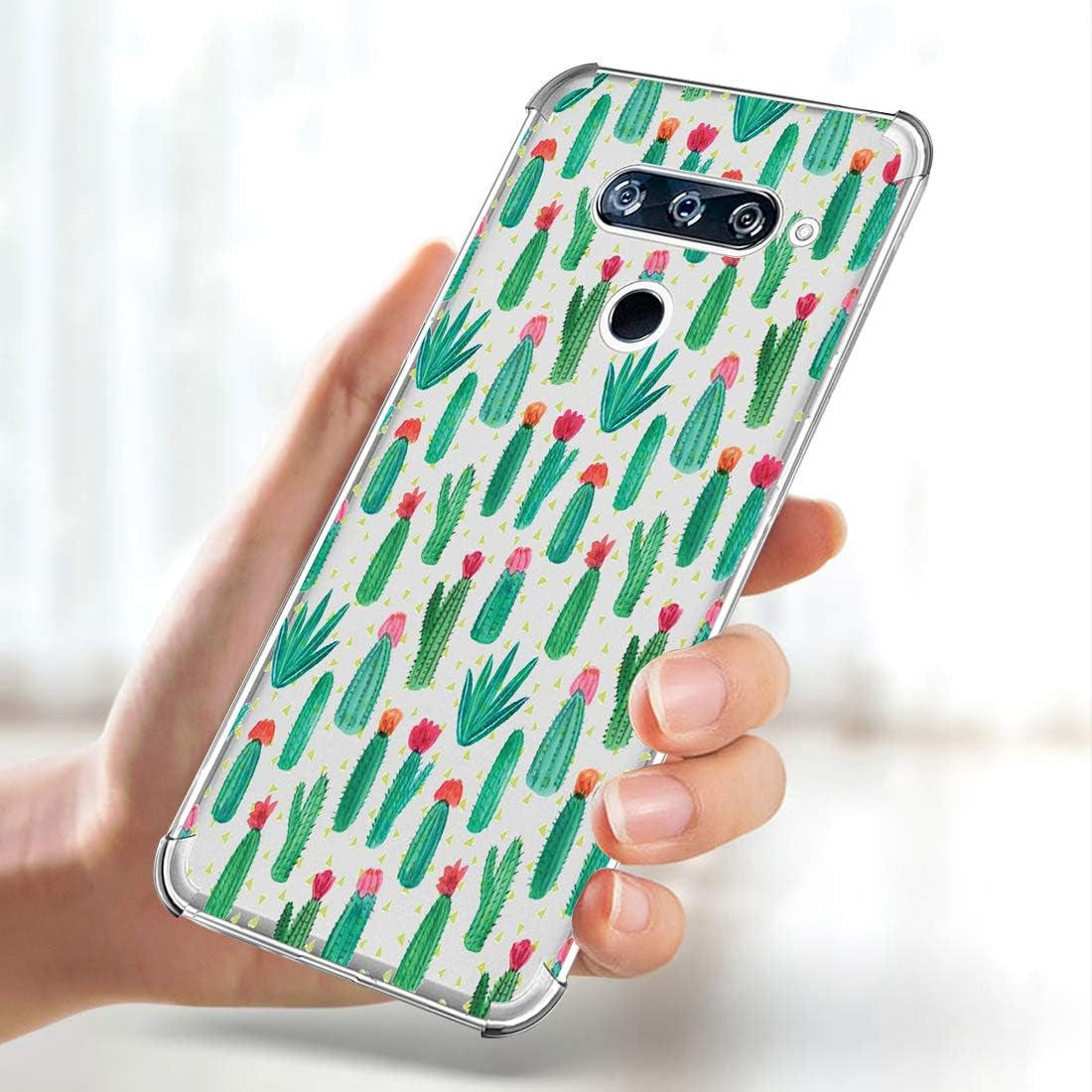 Gufuwo Flowers Clear Slim Designed for LG V40 Thinq Case,For LG V40 Case, Shock-Absorption Floral Flexible Soft TPU Protective Case Cover for LG V40 Thinq (Cactus)  Gufuwo   