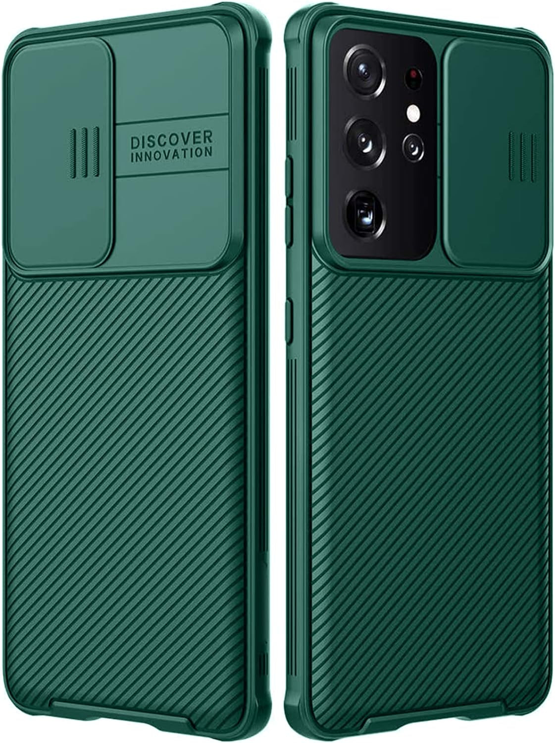 Imluckies for Samsung Galaxy S21 Ultra Case with Camera Cover, Hard PC Back & Soft Bumper, Protective & Slim Fit, Camera Protection Case for Samsung Galaxy S21 Ultra 6.8"-Green  imluckies   