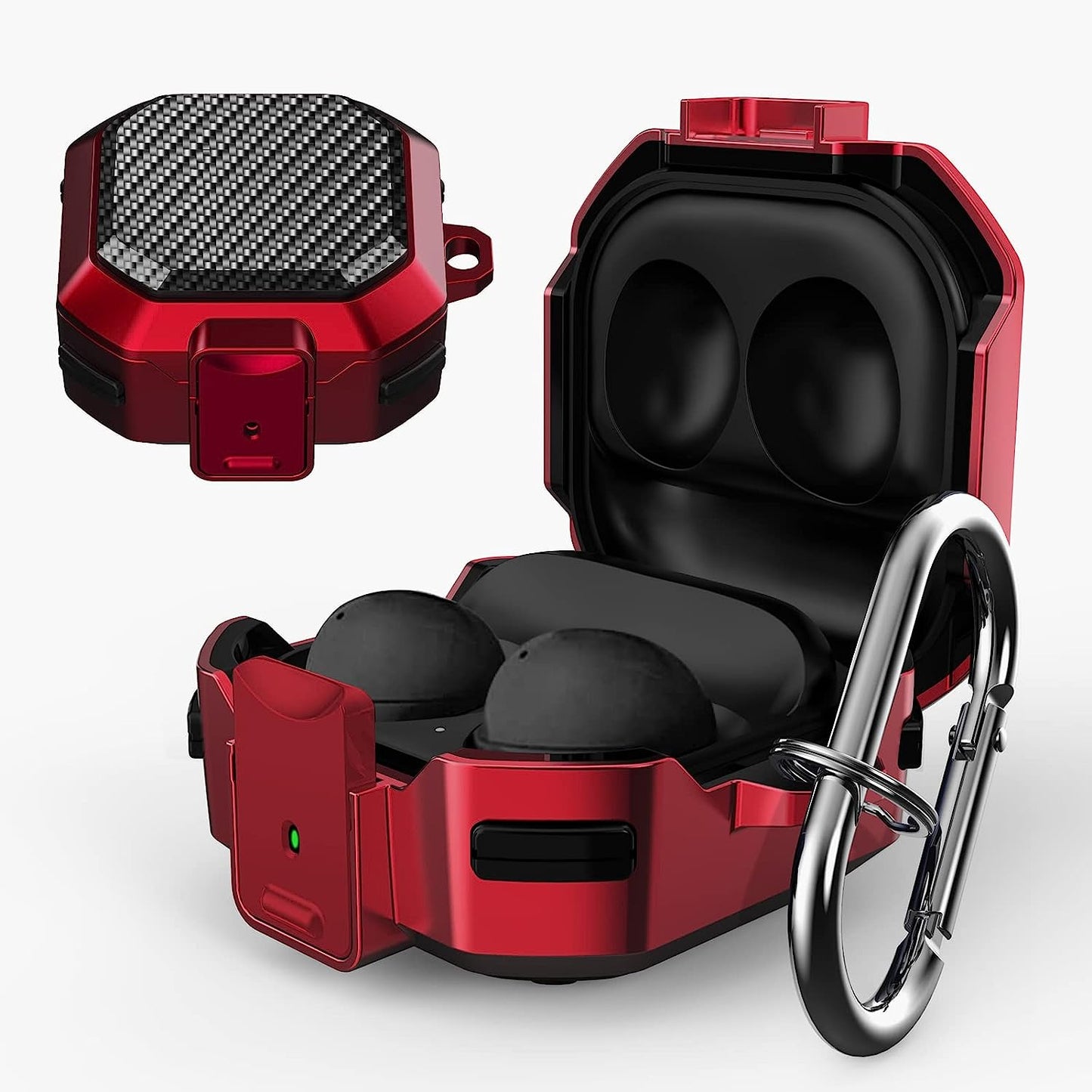 Lopnord for Galaxy Buds 2 Pro Case/Galaxy Buds Pro Case/Galaxy Buds 2 Case/Galaxy Buds Live Case with Lock, Carbon Fiber Shockproof Cover for Galaxy Buds Pro Case Samsung Earbuds with Keychain…  Lopnord US Carbon Fiber Black+Red  
