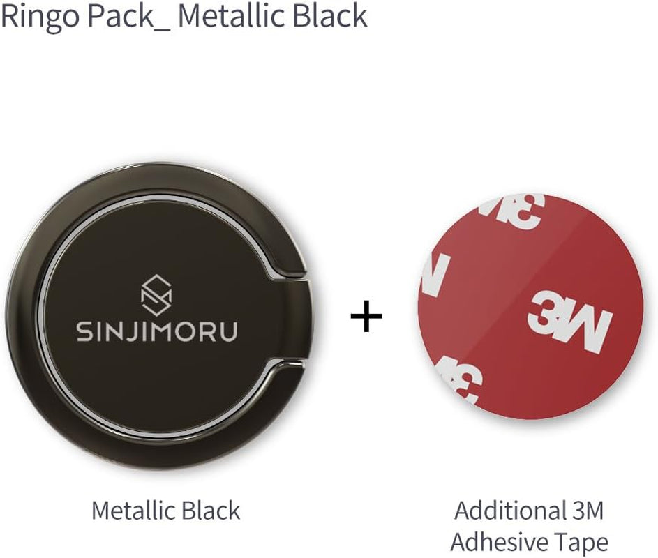 Sinjimoru Phone Ring Holder & Finger Ring Stand 360° Rotation, Phone Grip Kickstand for Iphone Attachable to Magnetic Car Mount Finger Loop for Cell Phone. Ringo Mini Metallic Black  Sinjimoru Co.Ltd   