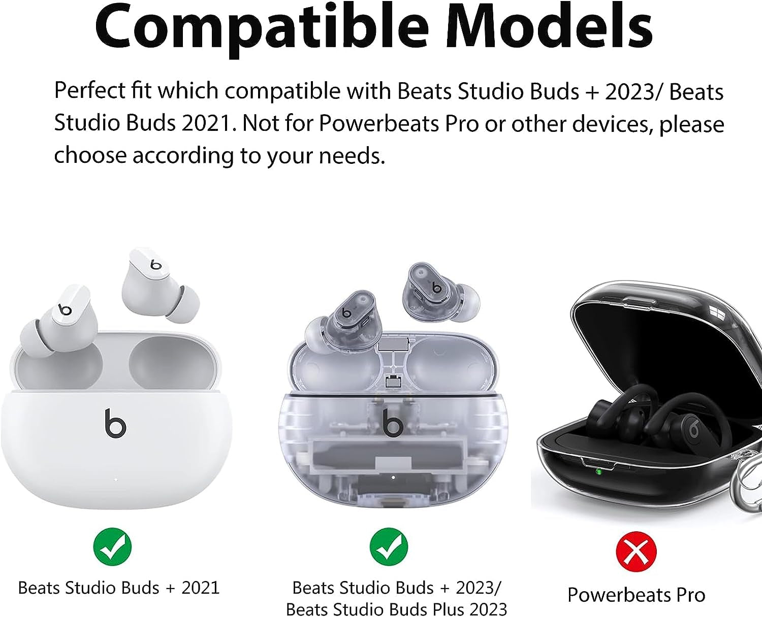 Miimall Compatible for Beats Studio Buds + Case Clear, [Anti-Yellowing][Portable Keychain] Shockproof Soft TPU Protective Cover Case for New Beats Studio Buds plus 2023/Studio Buds Buds Accessories  Miimall   