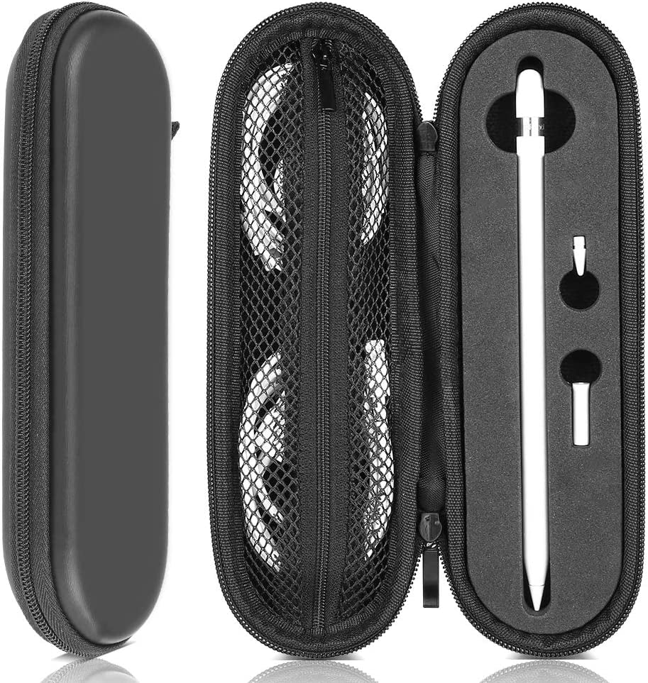 TITACUTE for Apple Pencil Case Carrying Case Hard Foam Zipper Shockproof Protective Ipencil Case Holder for Apple Pencil 1St Generation 2Nd Gen for Ipad 10 Pro Stylus Pen Charger Cable Adapter Earbuds  TITACUTE Black  
