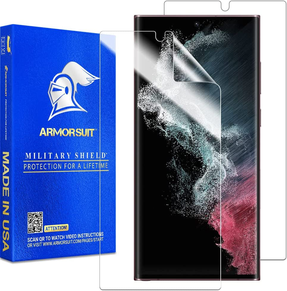 [2 Pack] Armorsuit Militaryshield Screen Protector Designed for Samsung Galaxy S22 Ultra 6.8" Case Friendly (2022 Release) Anti-Bubble HD Clear Film - Made in USA  ArmorSuit   