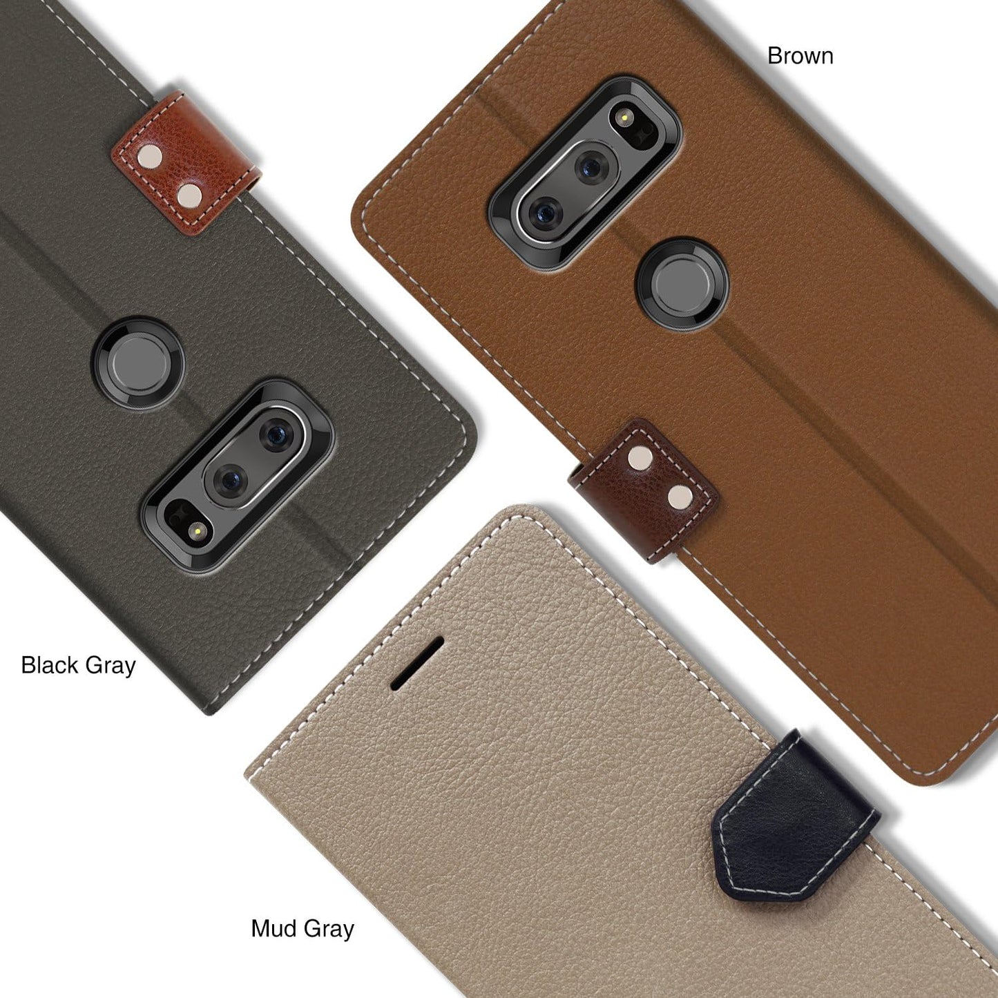 Obliq Premium Leather Wallet Case Cardholder and Kickstand for LG V20 - Mud Gray  ObliqPress-58766   