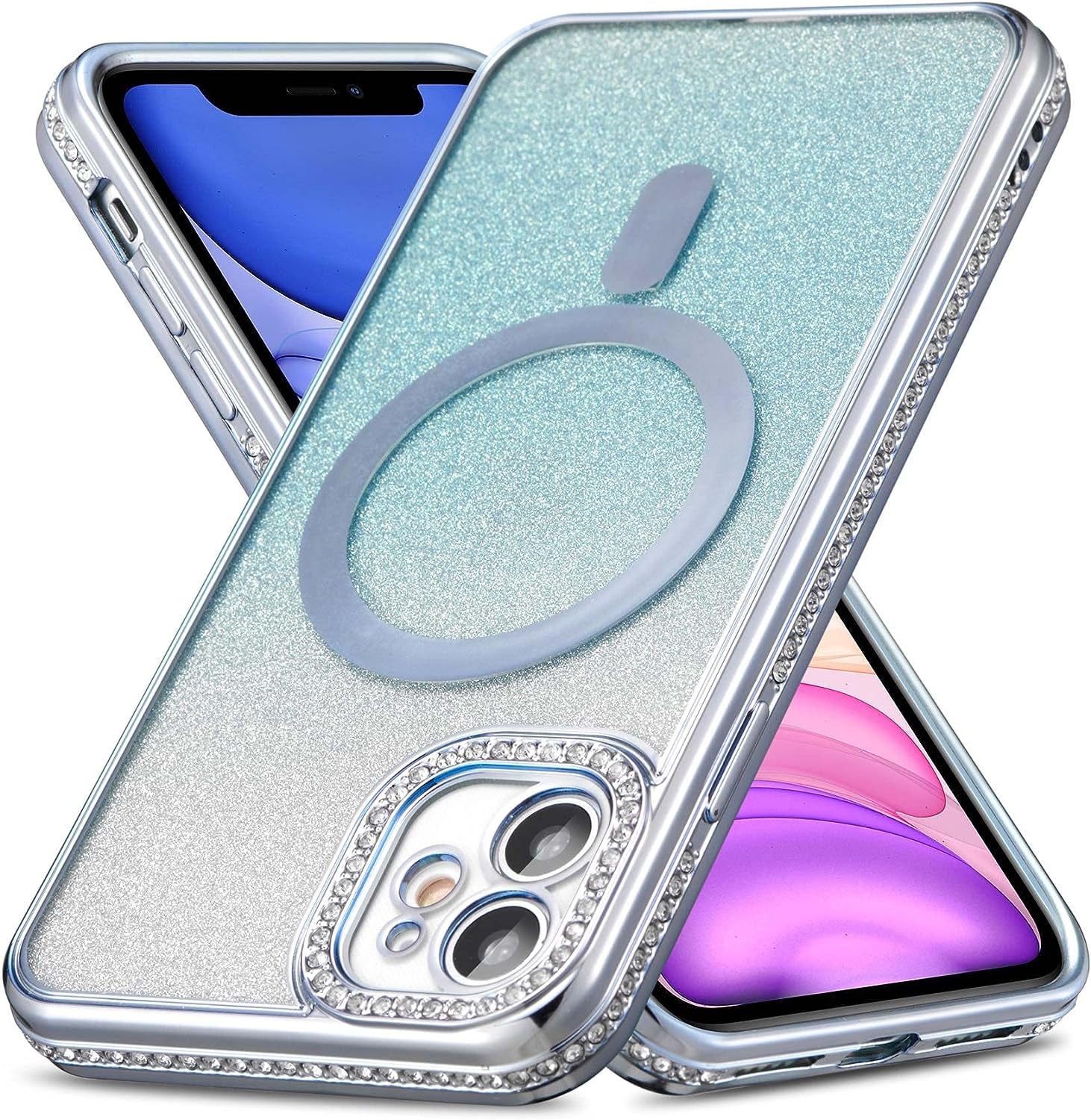 ZCDAYE Case for Iphone 13, Iphone 13 Phone Case Compatible with Wireless Charging,Blue Edge Electroplated Transparent Soft TPU Shockproof Case Cover for Iphone 13(6.1 Inches) - Blue  ZCDAYE N-Blue Iphone 11 