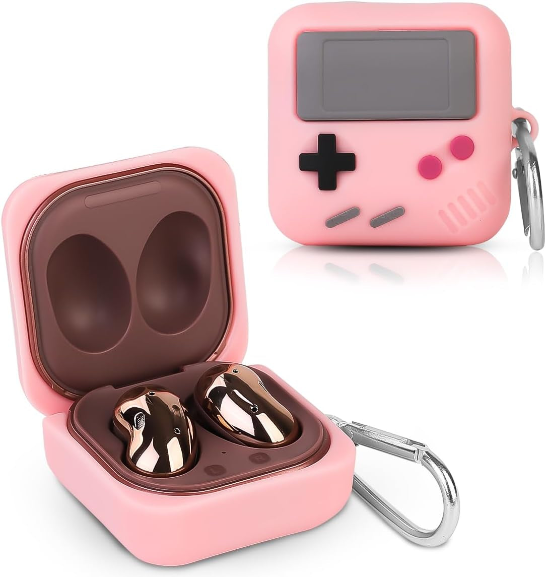 Suublg Silicone Earbuds Case Protective Cover with Keychain for Samsung Galaxy Buds2 Pro Earbuds(2022) /Galaxy Buds 2 (2021) /Galaxy Buds Pro (2021) /Galaxy Buds Live Earphones(2020)  Suublg RetroGPpink  