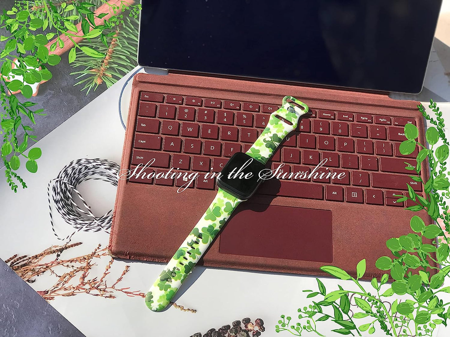 St. Patricks Day Watch Band Compatible with Apple Watch 38Mm 40Mm 41Mm 42Mm 44Mm 45Mm, Four Leaf Clover Shamrock Silicone Replacement Bands Wristbands Strap Compatible with All Iwatch Series  WANSENCE   