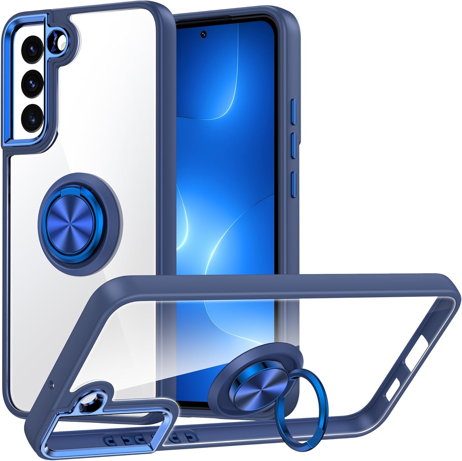 Silverback for Samsung Galaxy S22 plus Case Clear with Ring Kickstand, Protective Shock -Absorbing Bumper Shockproof Phone Case for Galaxy S22 plus -Clear  Silverback inc Blue Clear Galaxy S22 Plus 