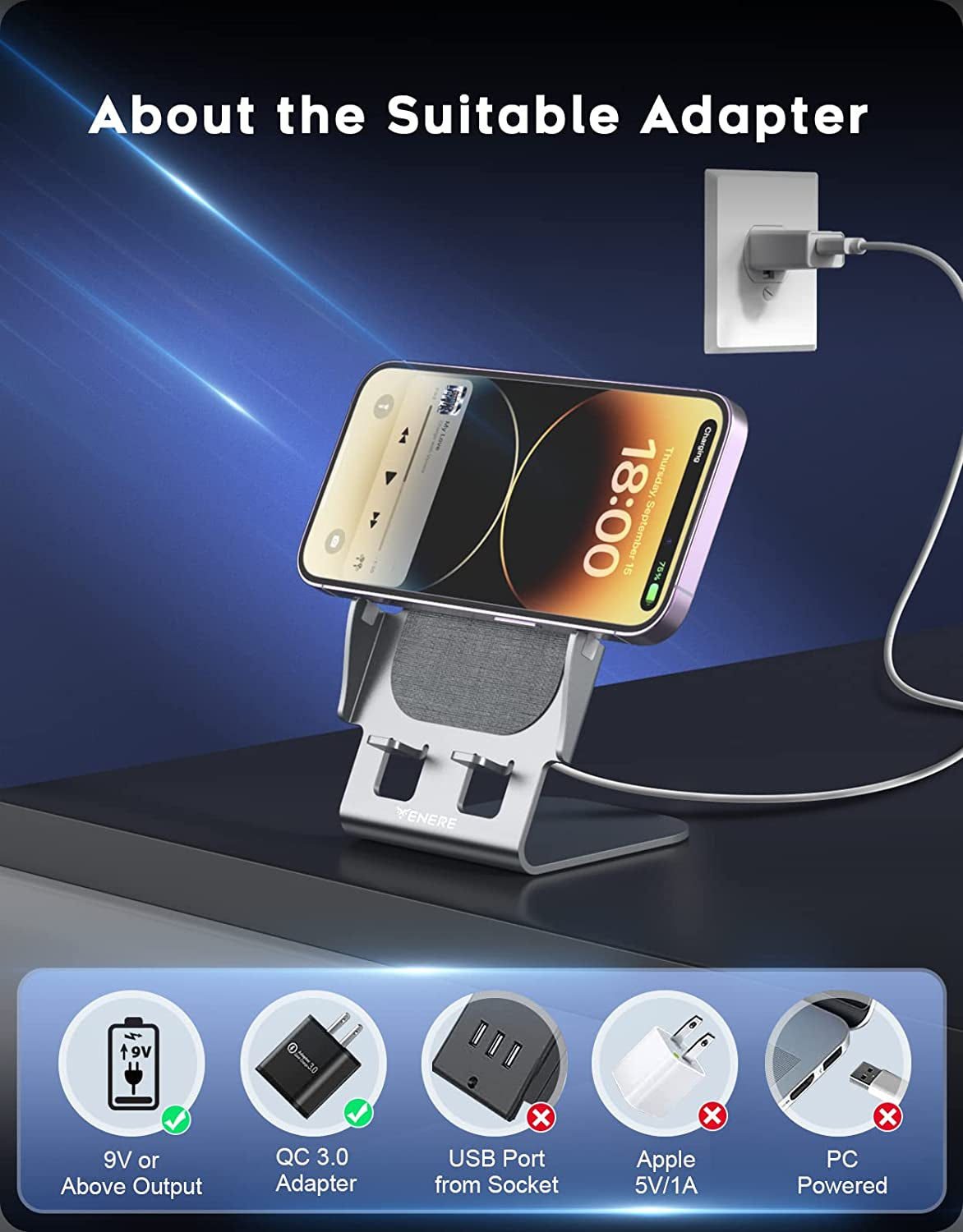 Wireless Charger, 15W Fast Wireless Charging, Ultra-Thin Aluminum Alloy Cell Phone Stand, Compatible with Iphone 14/13/12/11/X/8 Series, Samsung, Motorola, Huawei, Oneplus, Pixel, Qi Certified Device  Venere   