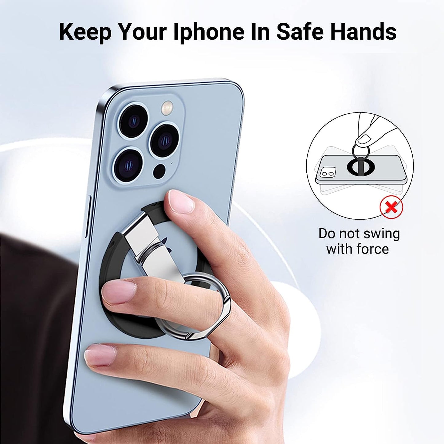 Magnetic Phone Ring Stand for Iphone 14 13 12 Pro Max/Pro/Mini, Compatible with Magsafe Foldable &Adjustable Finger Ring Grip for Wireless Charging -Black  OUTXE   