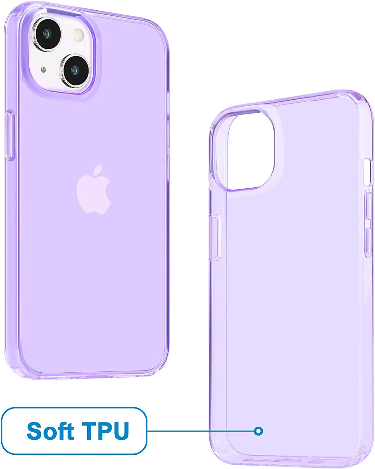 Jjgoo Compatible with Iphone 14 Case Clear, Soft Shockproof Protective Slim Thin Phone Bumper Cover Transparent Phone Case for Iphone 14-6.1 Inch 2022, Translucent Purple  JJGoo   