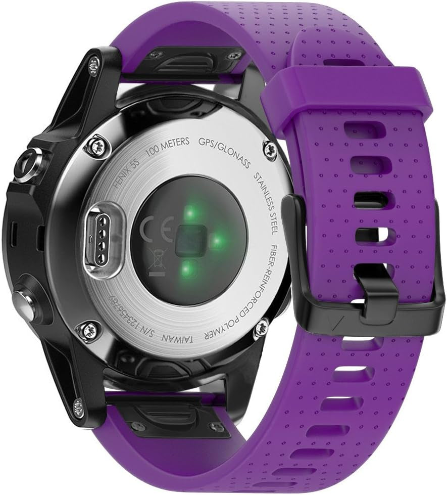 ANCOOL Compatible with Fenix 5S Bands Easy Fit 20Mm Silicone Watch Bands Replacement for Fenix 7S/D2 Delta S/Fenix 6S/Fenix 6S Pro/Fenix 5S plus Smartwatches (Black)  ANCOOL Black Buckle-Purple  