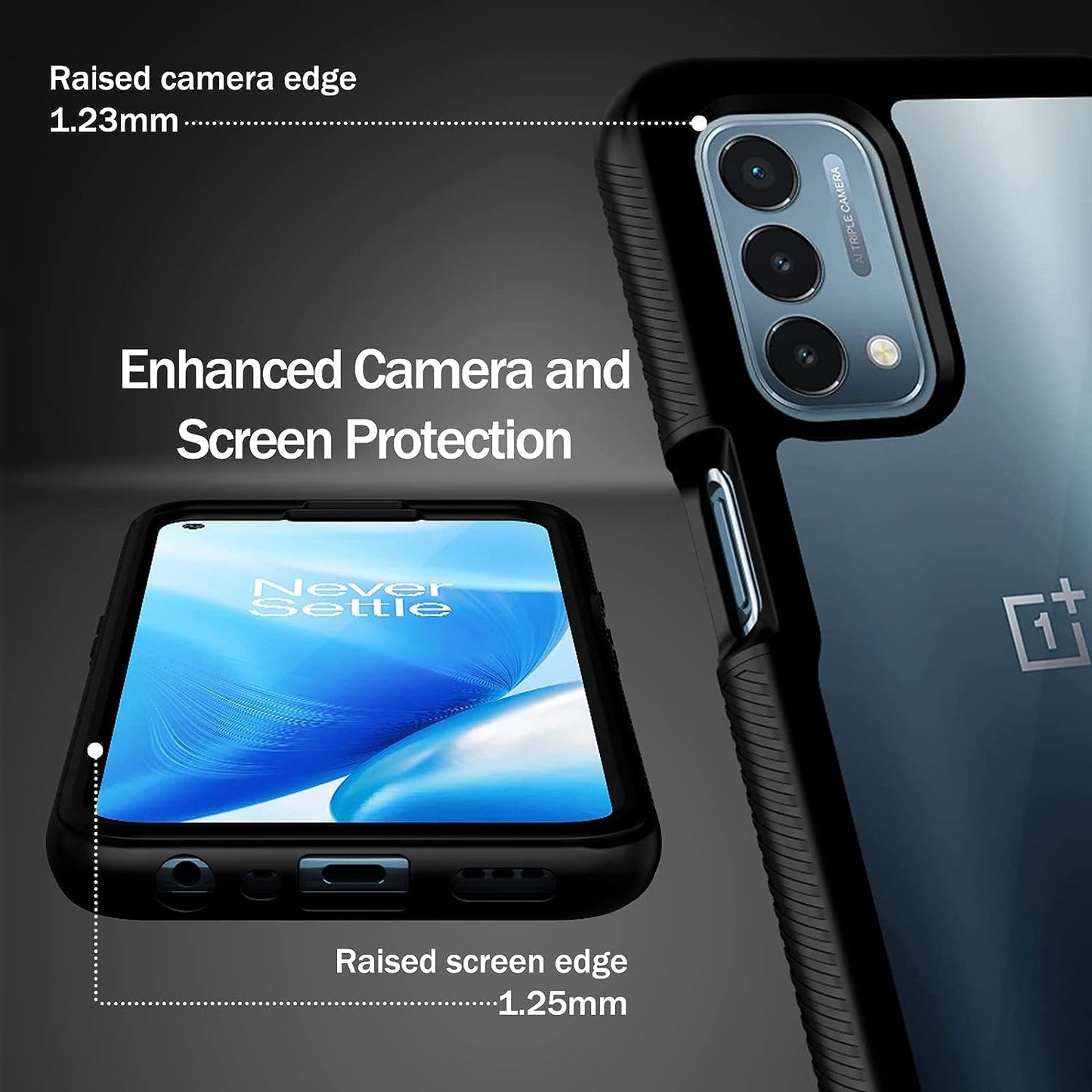 Wahhle Oneplus Nord N200 5G Case, Built in Screen Protector Full Body Shockproof Slim Fit Bumper Protective Phone Cover for 1+ Nord N200 5G Men Women-Black/Clear  wahhle   