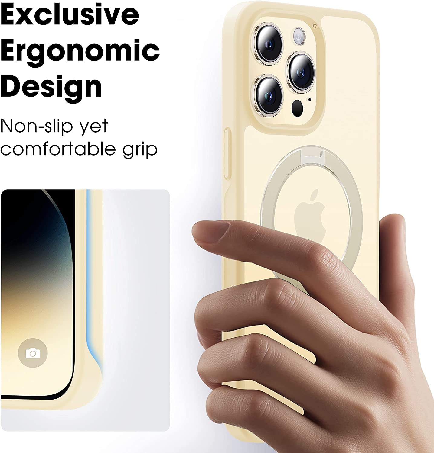 CASEKOO Iphone 14 Pro Magnetic Case with Stand - Beige, Magsafe & Military Drop Protection, Slim & Shockproof, 6.1 Inch  CASEKOO   
