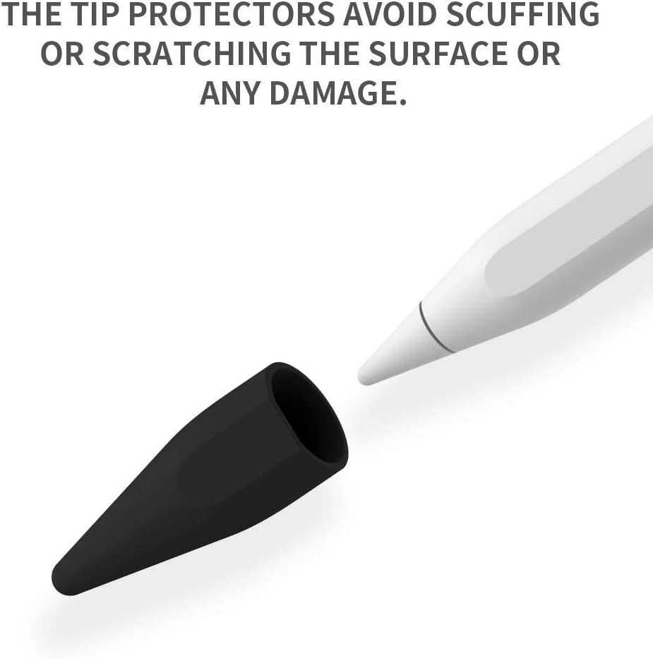 FRTMA Compatible Apple Pencil (2Nd Generation) Silicone Case Sleeve Holder Grip + Nib Cover (2 Pieces) Accessories Kit Compatible Ipad Pro 12.9” (3Rd Generation) & Ipad Pro 11”, Black  FRTMA   