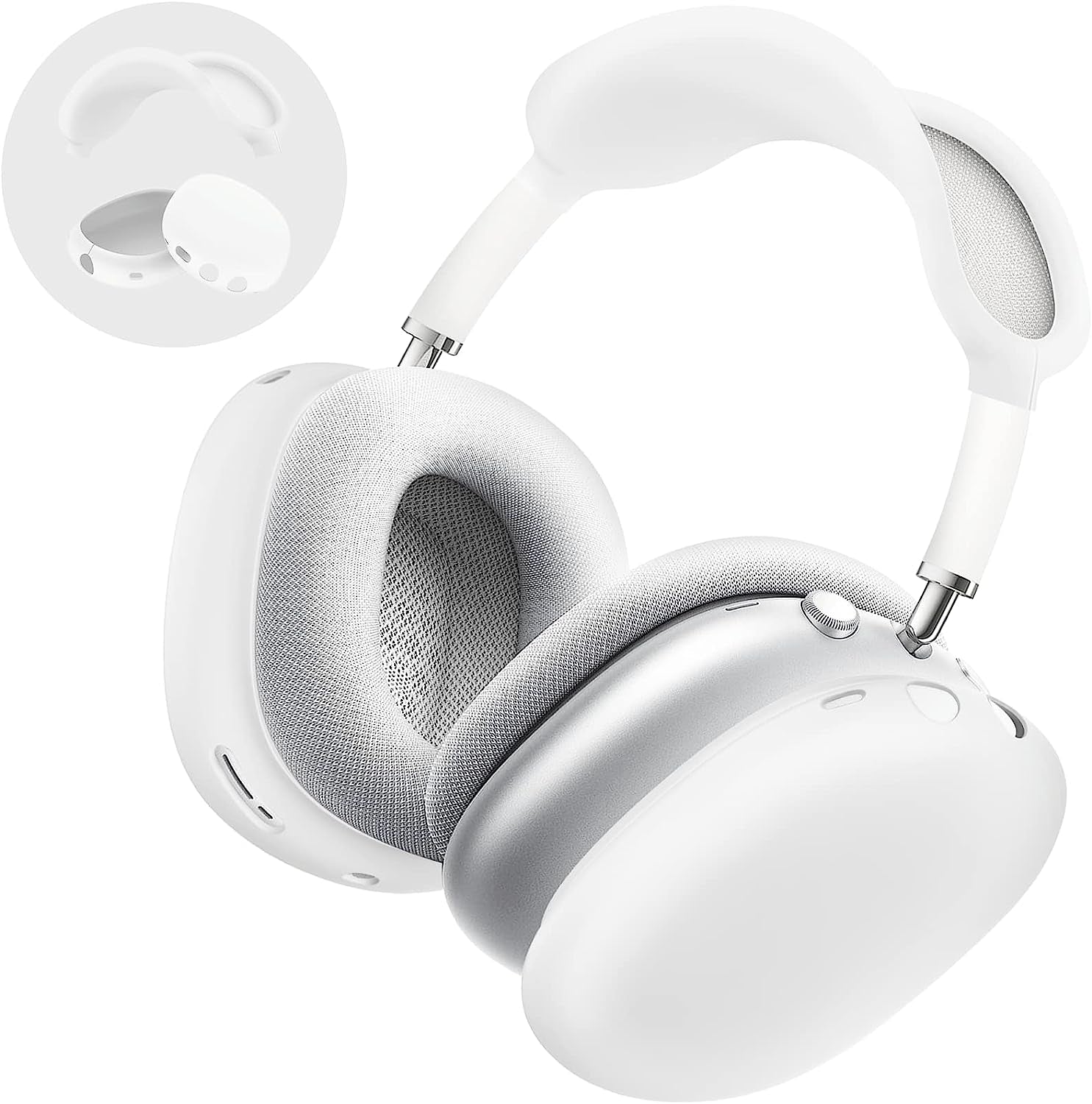 Vsagier Silicone Case for Airpods Max Headphones, Scratch-Resistant Earcup Caps and Headband Cover for Airpods Max, Airpods Max Accessory Skin Case,(Light Pink)  Vsagier M-White  