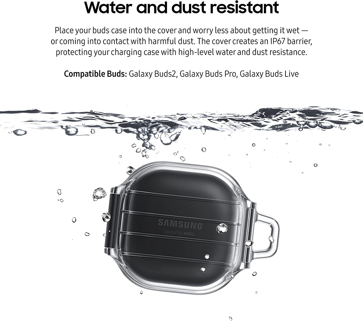 SAMSUNG Galaxy Earbuds Charging Case Cover Compatible with Buds2 Pro, Buds Pro, Buds Live, Buds2, IP67 Rated Water and Dust Resistant Protection, Clear  SAMSUNG   