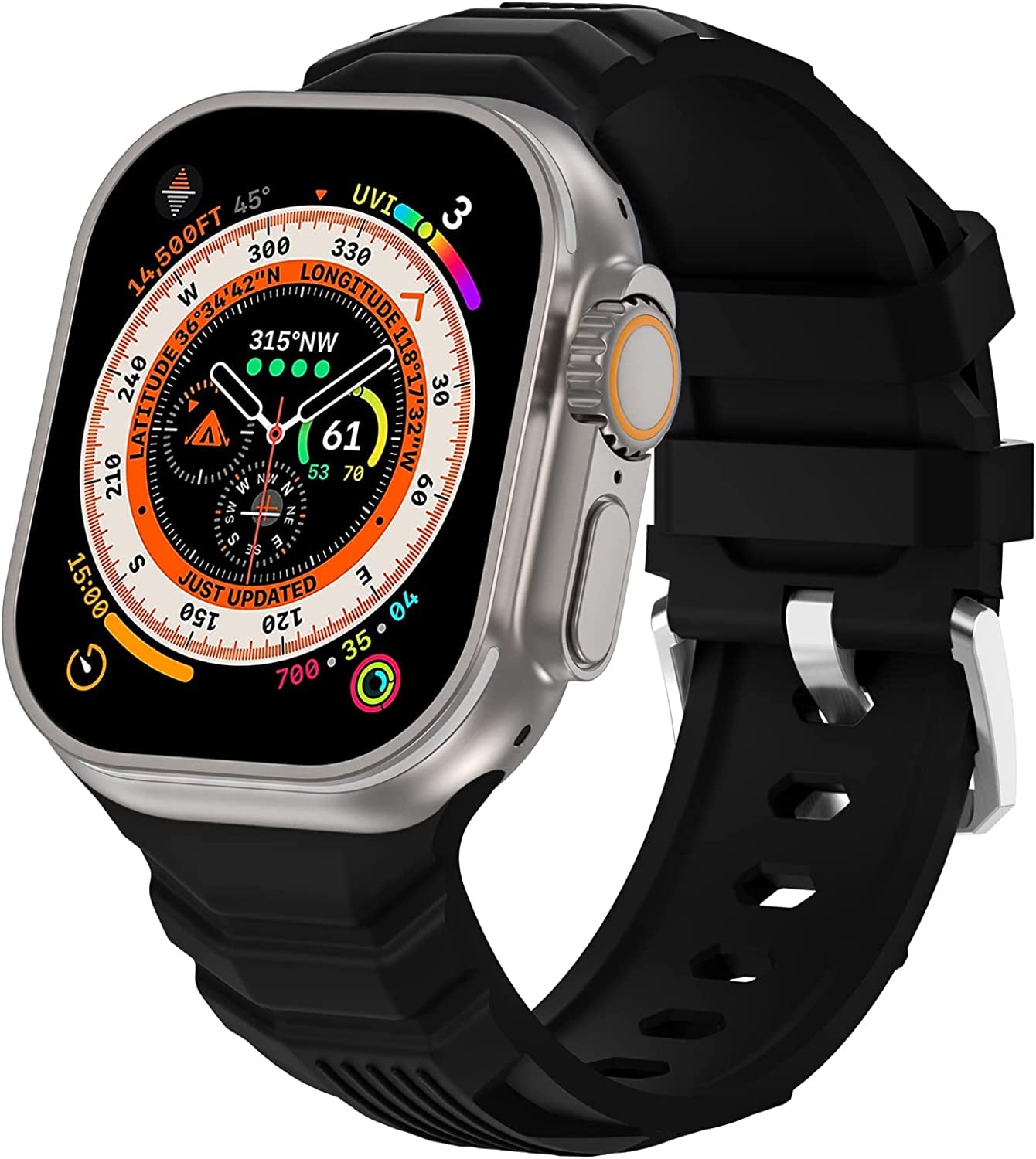 Bandiction Sport Band Compatible with Apple Watch Ultra Band 49Mm 45Mm 44Mm 42Mm, Soft Silicone Replacement Strap for Iwatch Series 8/7/6/5/4/3/2/1/Se/Ultra, Designed for Men  Bandiction   