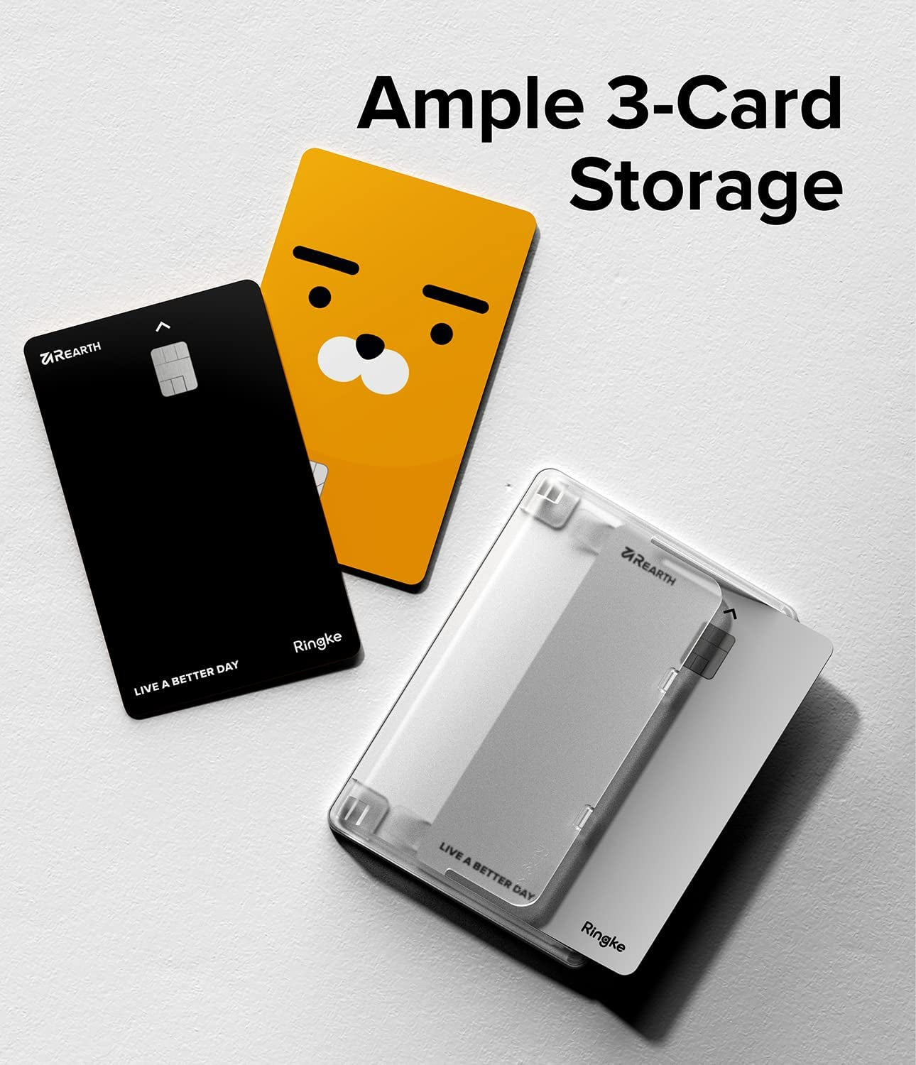 Ringke Magnetic Side Slot Card Holder for Phone Case, Business Card Holder for Back of Phone, ID Credit Card Wallet Compatible with Magsafe, and Iphone 14, 13, 12, Pro Max Mini - Clear Mist  Rearth   