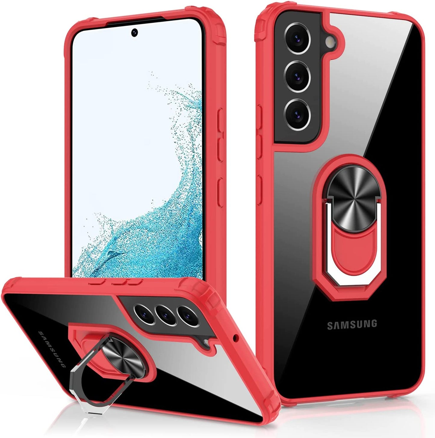 LUMARKE Galaxy S22 plus Case with Camera Cover,Samsung S22 plus Cover Pass 16Ft Drop Test Military Grade Heavy Duty Protective Phone Case with Kickstand for Samsung Galaxy S22 plus Black  LUMARKE Clear Red Galaxy S22 Plus 6.6''-M 
