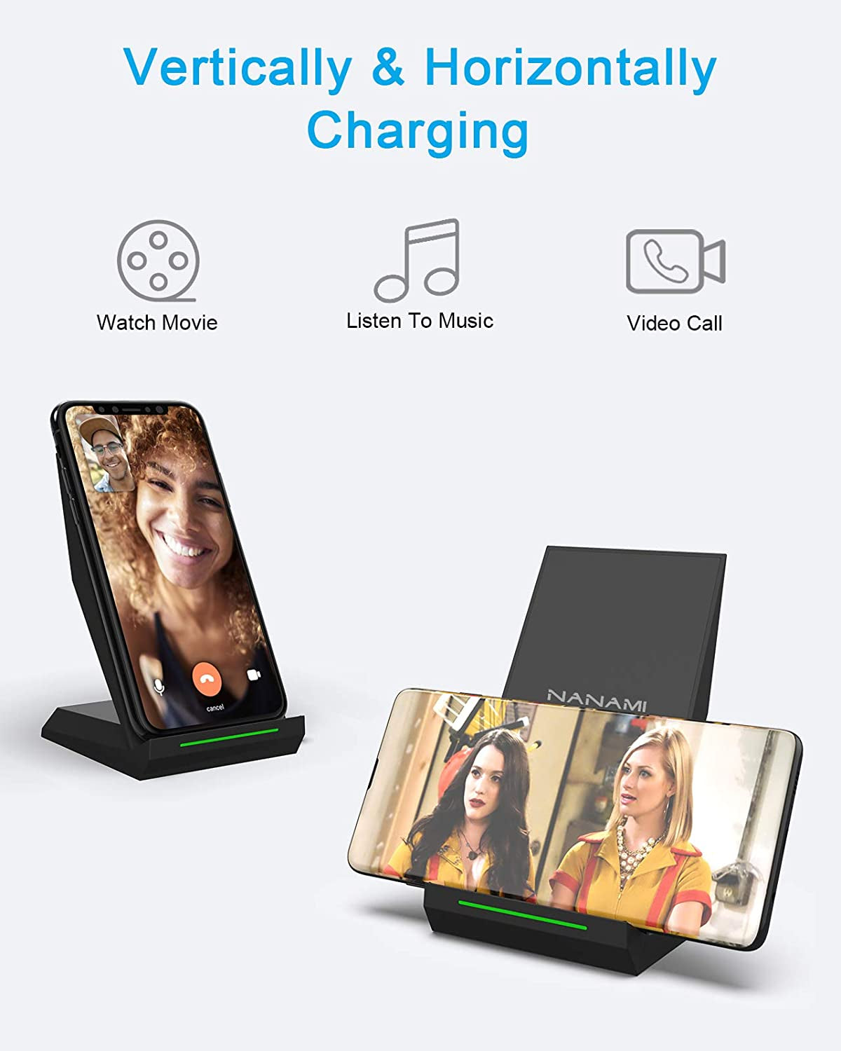 NANAMI 30W Max Wireless Charger, Qi Certified Fast Charging Stand with USB-A Port,Compatible Iphone 14/13/12/11 Pro/Xs Max/Xr, Galaxy S23/S22/S21/S20/S10/S9,Note 20/10/9(With PD Adapter Phone Charger)  NANAMI   
