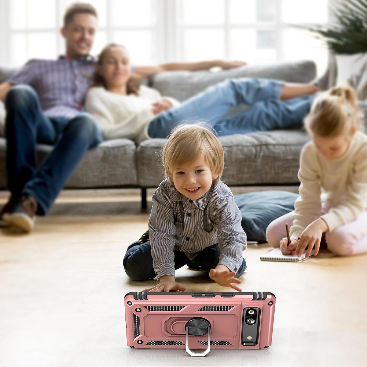 ADDIT Phone Case for Google Pixel 7A Case Pixel 7A Pink Case for Women Girl,With Kickstand Magnetic Ring Holder,Heavy Duty Protective Cover for Google Pixel 7A Rose Gold  ADDIT   