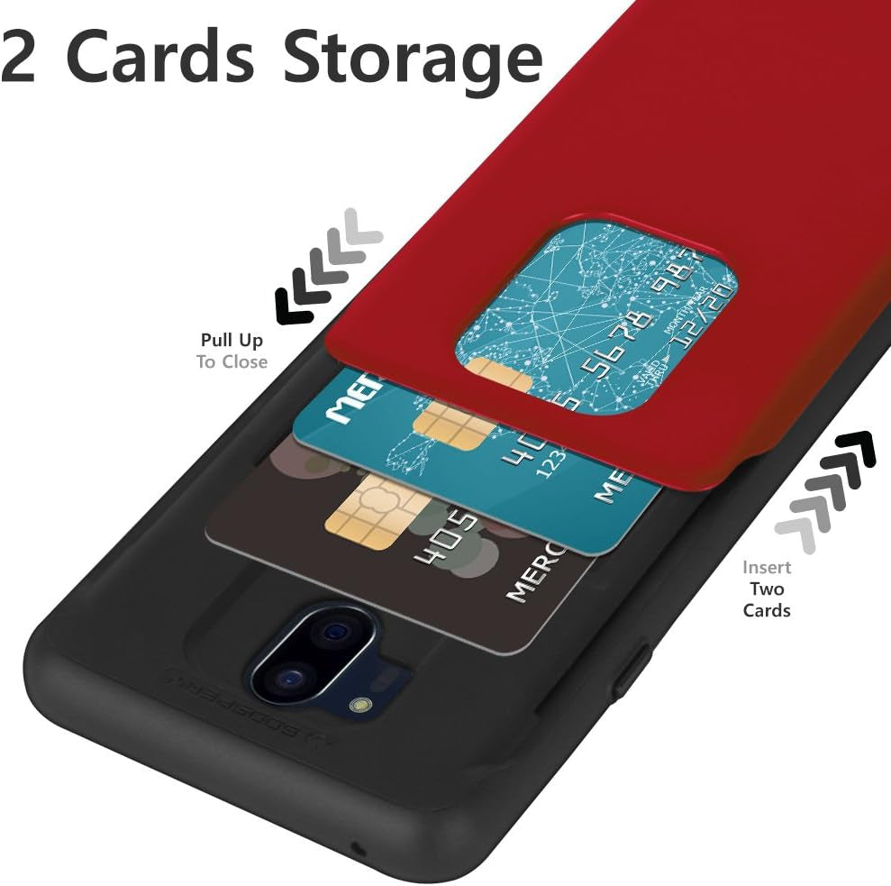 Mercury [Sliding Card Holder] Protective Dual Layer Bumper [TPU+PC] Cover with Card Slot Wallet for LG G7 Thinq (Red) LGG7-SKY-RED  Mercury   