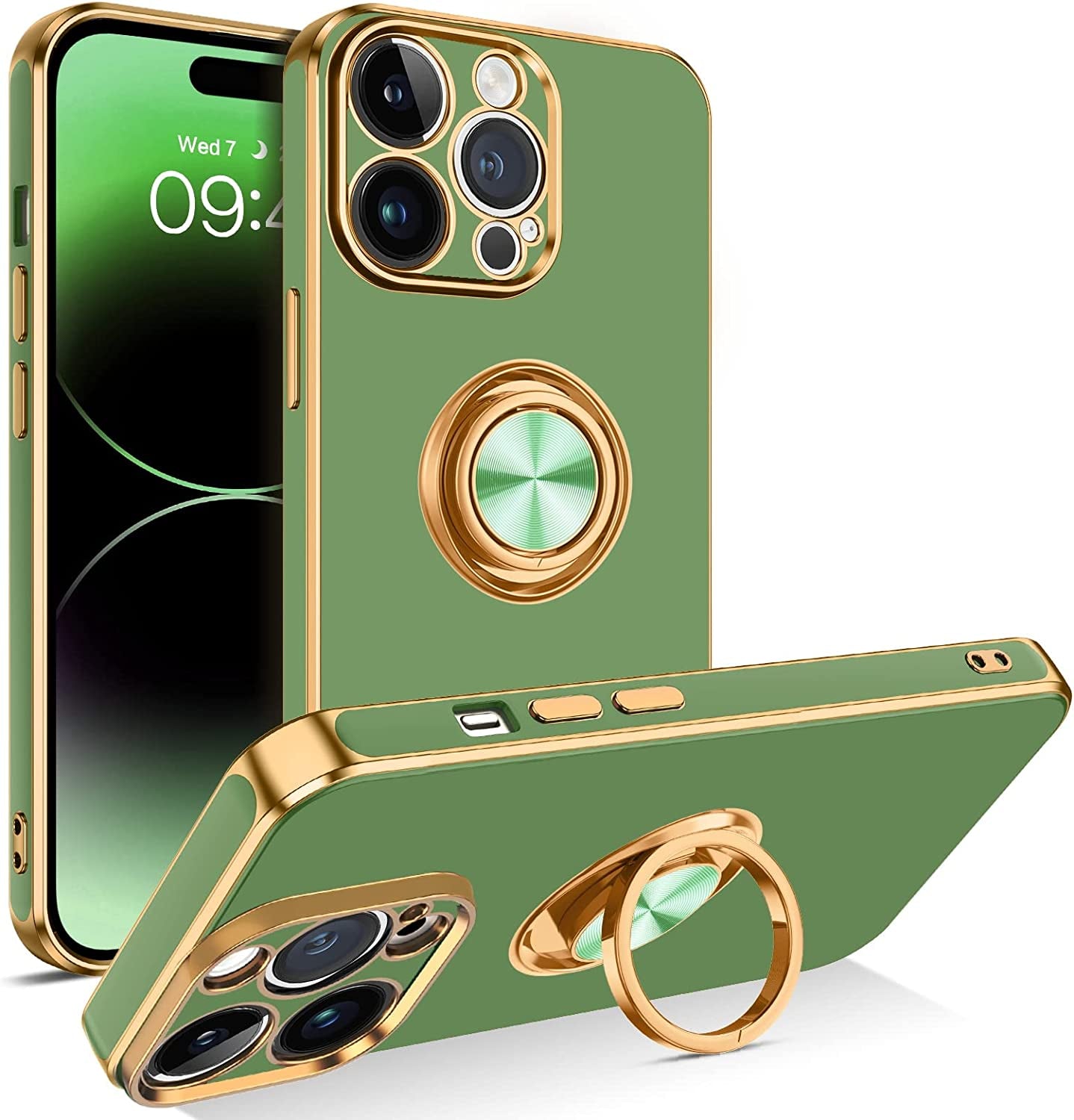 BENTOBEN Iphone 14 Pro Max Case, Slim Lightweight 360° Ring Holder Kickstand Support Car Mount Shockproof Women Men Non-Slip Protective Case for Iphone 14 Pro Max 6.7", Blue  BENTOBEN C977-Matcha Green  