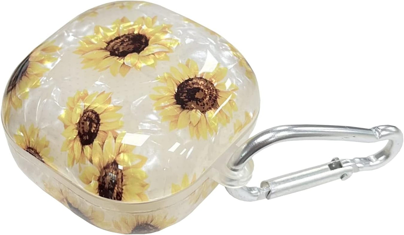 Fycyko Compatible with Samsung Galaxy Buds 2 Case/Galaxy Buds Pro Case/Galaxy Buds Live Case,Cute Sparkle Flower Pattern Shockproof Protective Cover Case with Keychain,Sunflower  Fycyko   