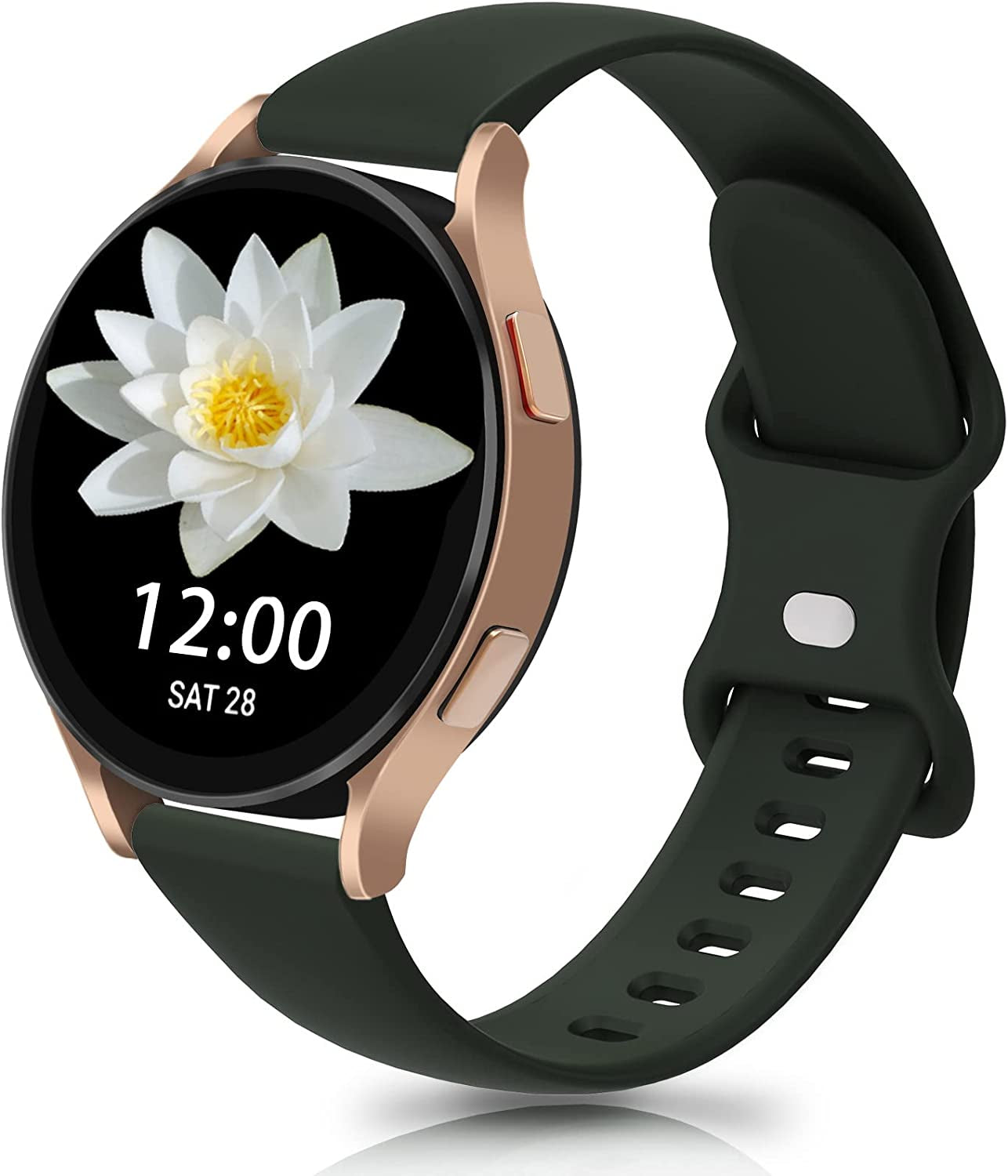 20Mm Watch Bands Compatible with Samsung Galaxy Watch 4/Classic Band 40Mm 42Mm 44Mm 46Mm, Watch Active 2 40Mm 44Mm/Watch 3 41Mm, Soft Silicone Breathable Bands Elastic Replacement Galaxy Strap  KingofKings Dark Green 20MM 